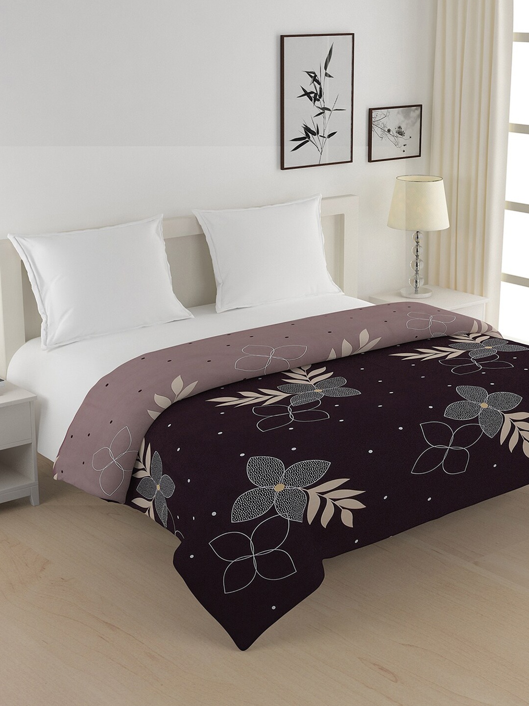 

SWAYAM Brown & Mauve Floral AC Room 150 GSM Cotton Double Bed Comforter