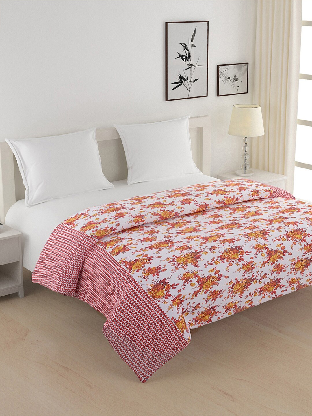 

SWAYAM Red & Mustard Ethnic Motifs AC Room 150 GSM Double Bed Comforter