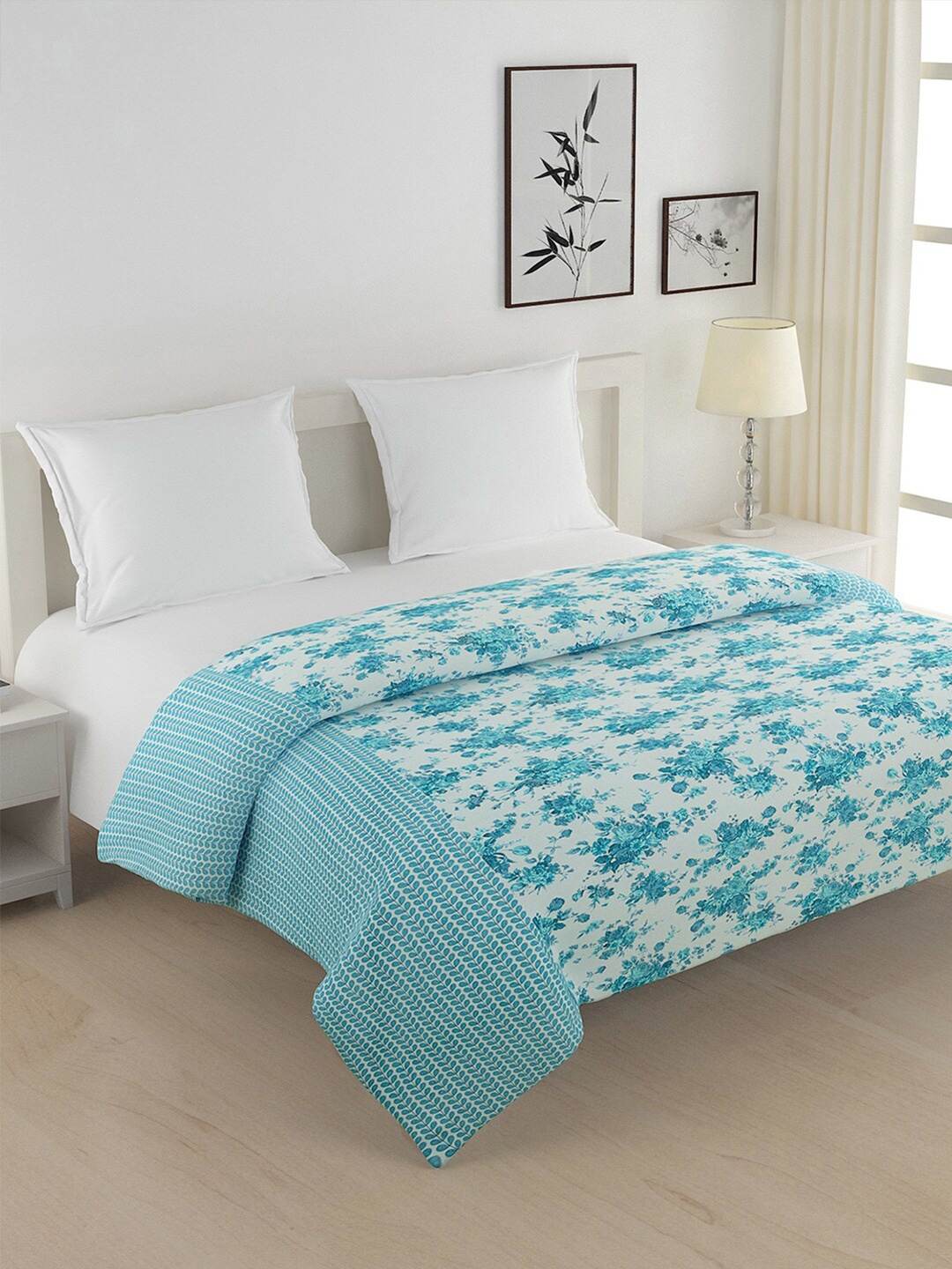 

SWAYAM Blue & Off White Floral AC Room 150 GSM Cotton Double Bed Comforter