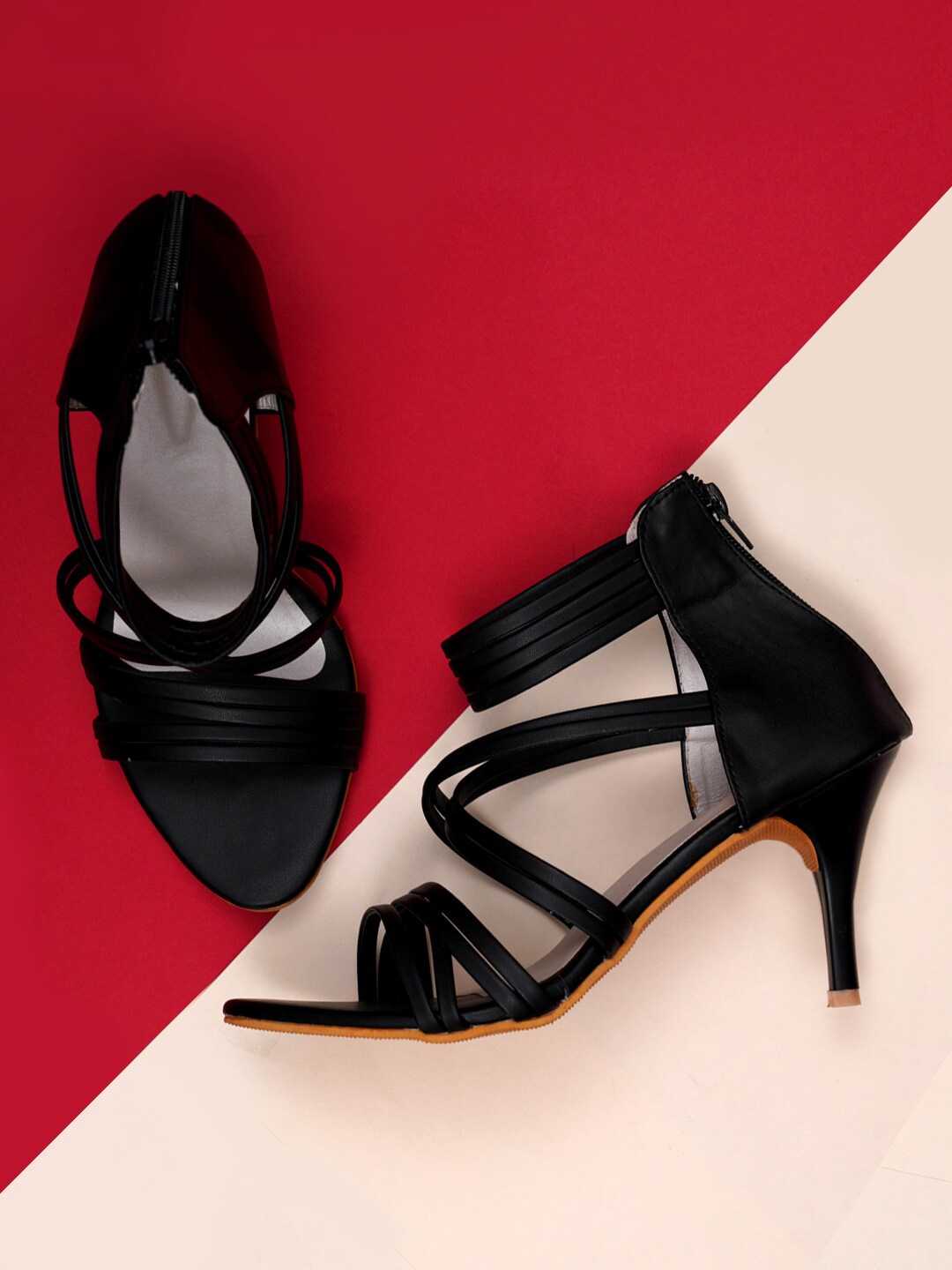 

Misto Women Black PU Strappy Heels