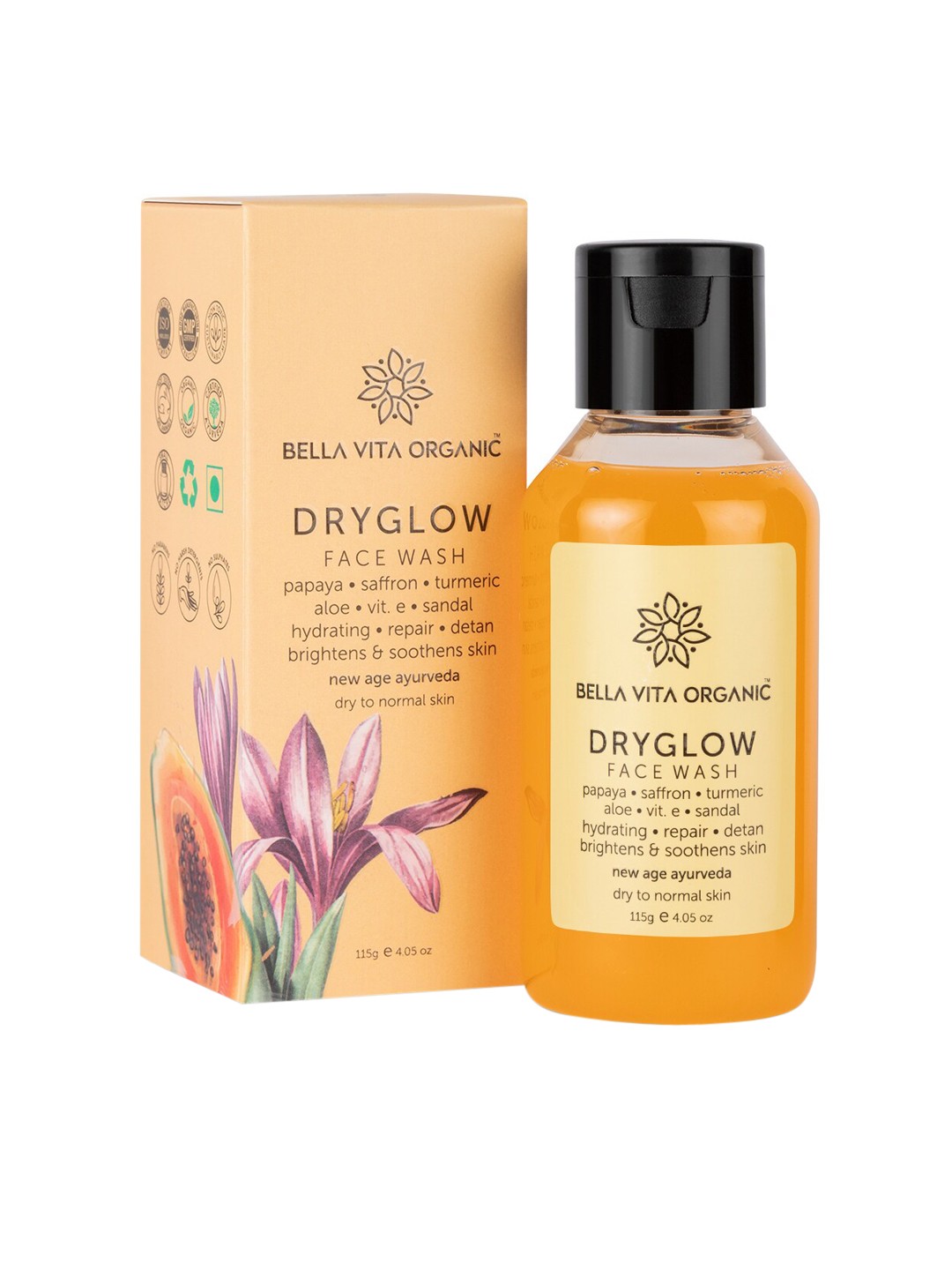 

Bella Vita Organic Dry Glow Natural Face Wash For Dry Skin - 115 gm, Orange