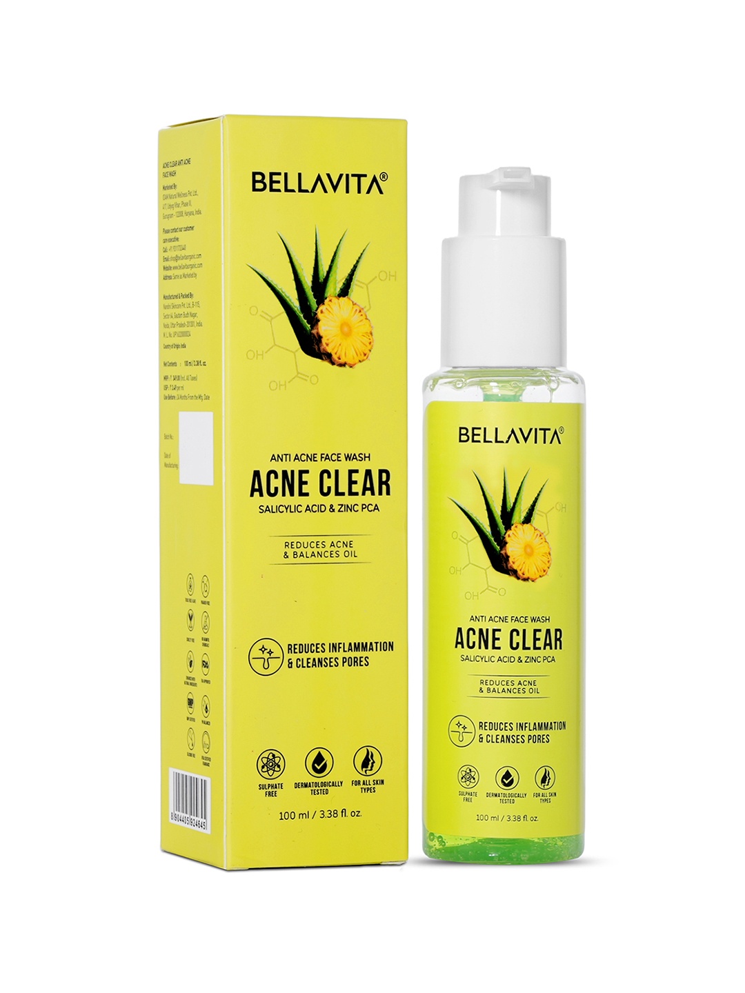 

Bella Vita Organic Anti Acne Face Wash - Pimples Repair - 115 g, Green