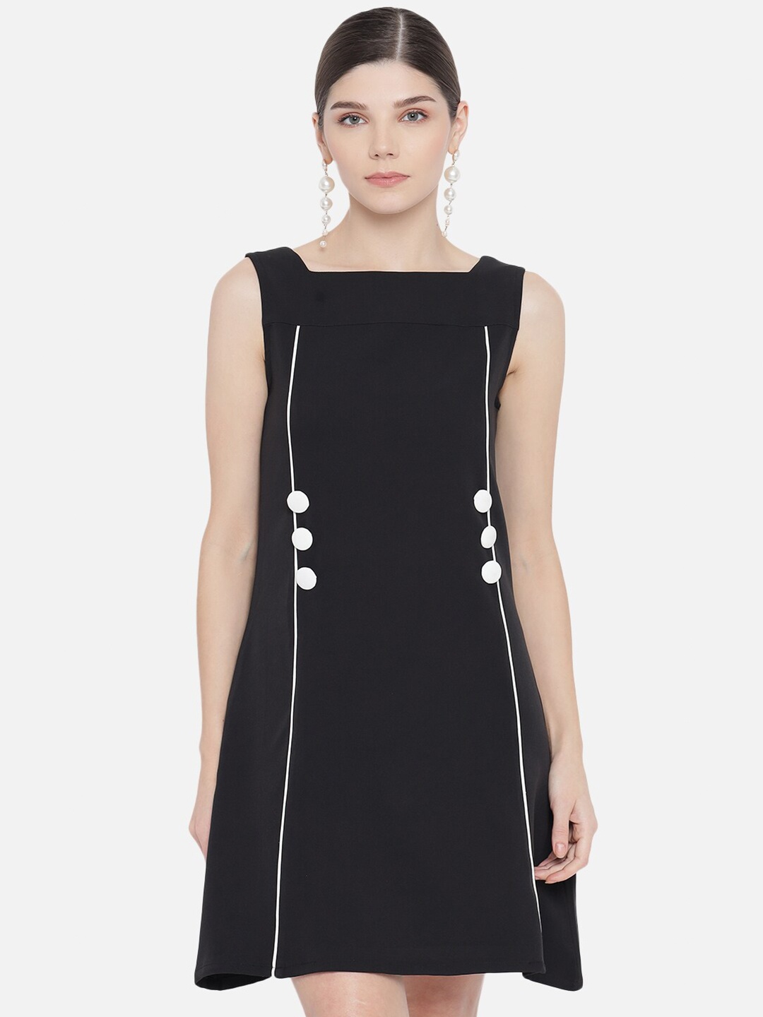 

Samshek Black Crepe A-Line Dress