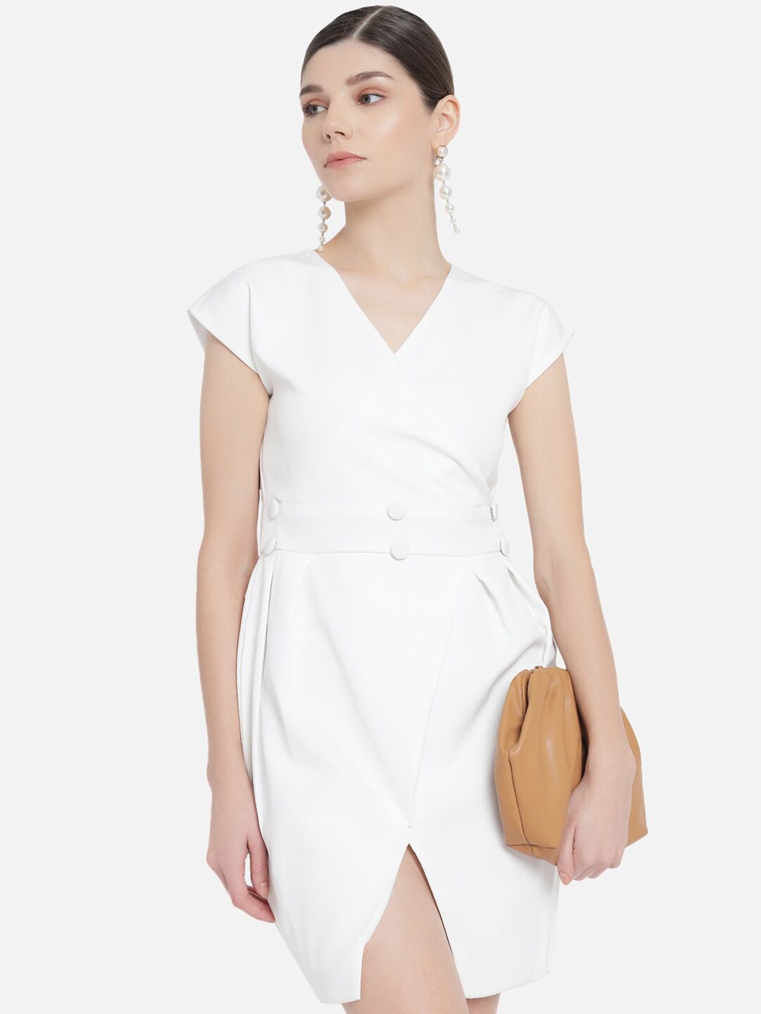 

Samshek White Crepe Dress