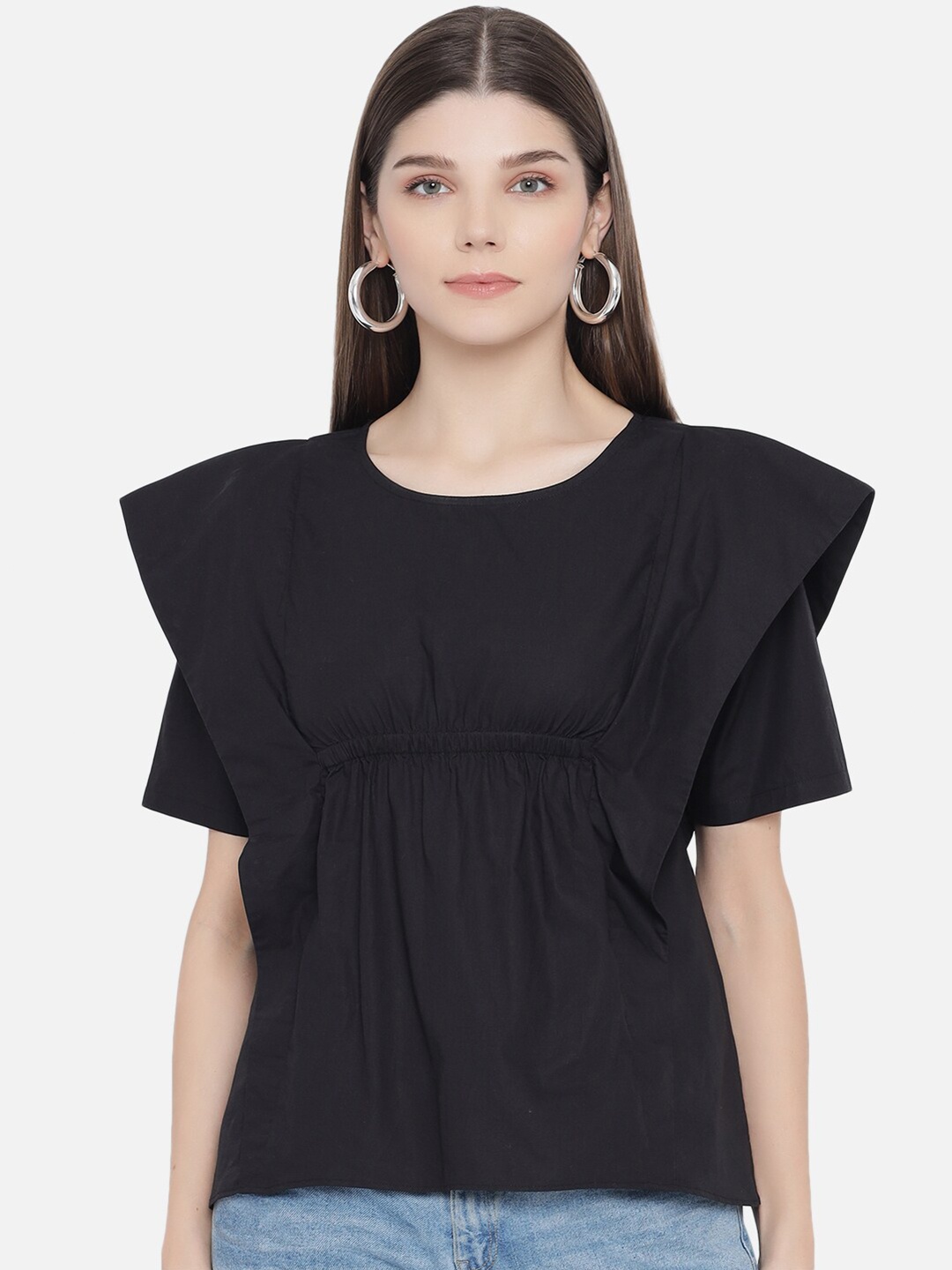 

Samshek Black Crepe Regular Top