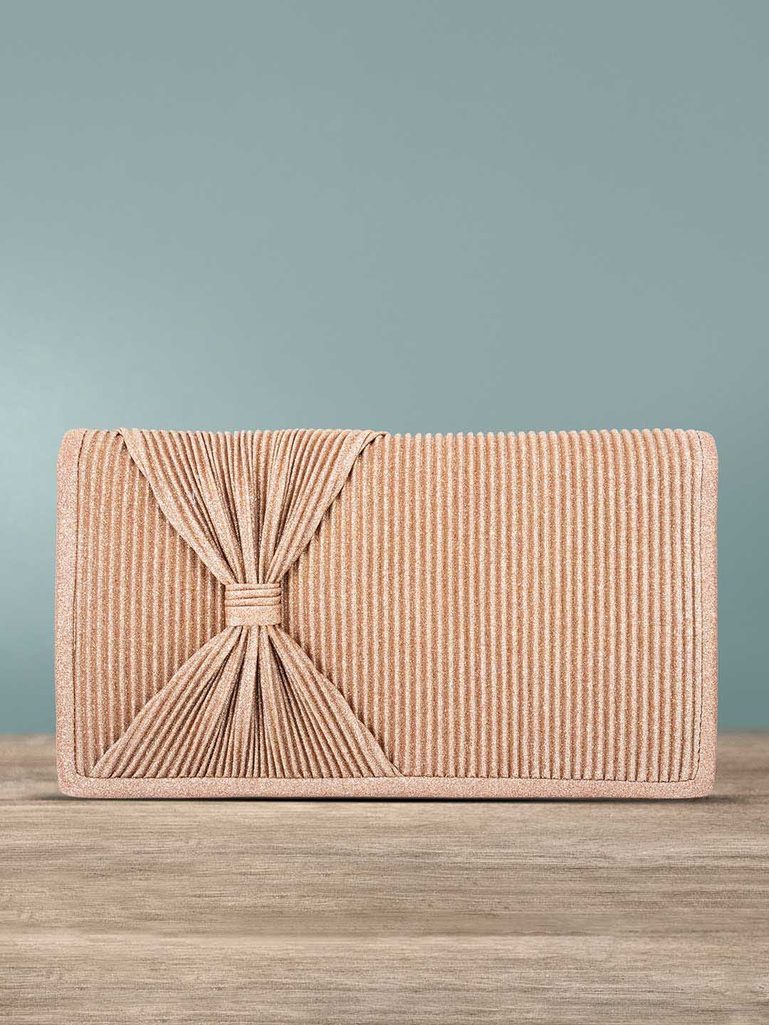 

Peora Rose Gold Striped Purse Clutch