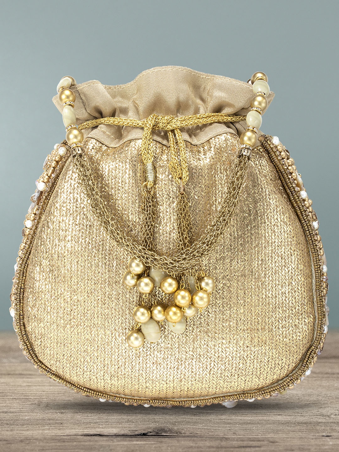 

Peora Gold-Toned Embroidered Potli Clutch