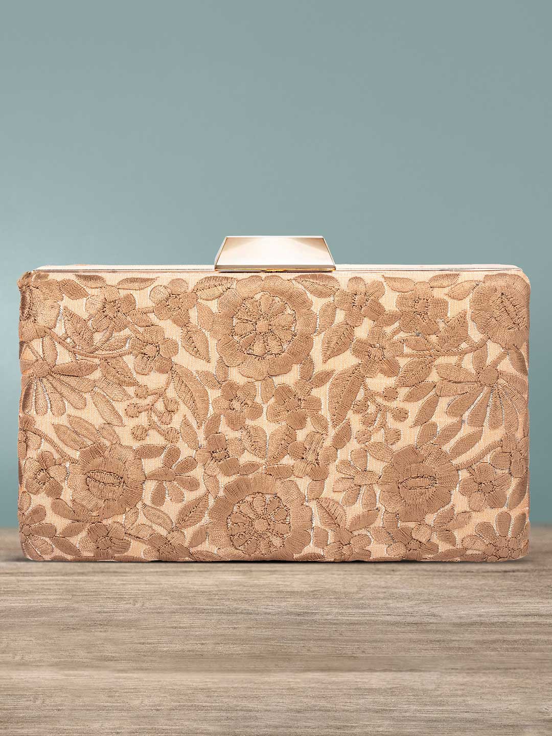 

Peora Gold-Toned Embroidered Purse Clutch