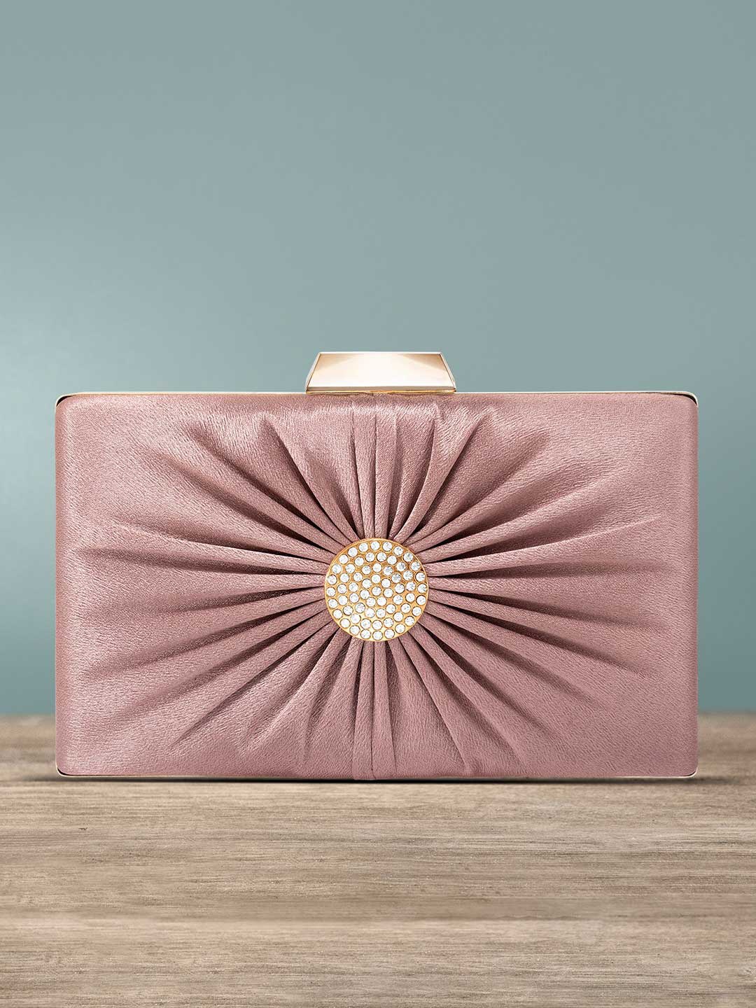 

Peora Women Pink Embellished Box Clutch