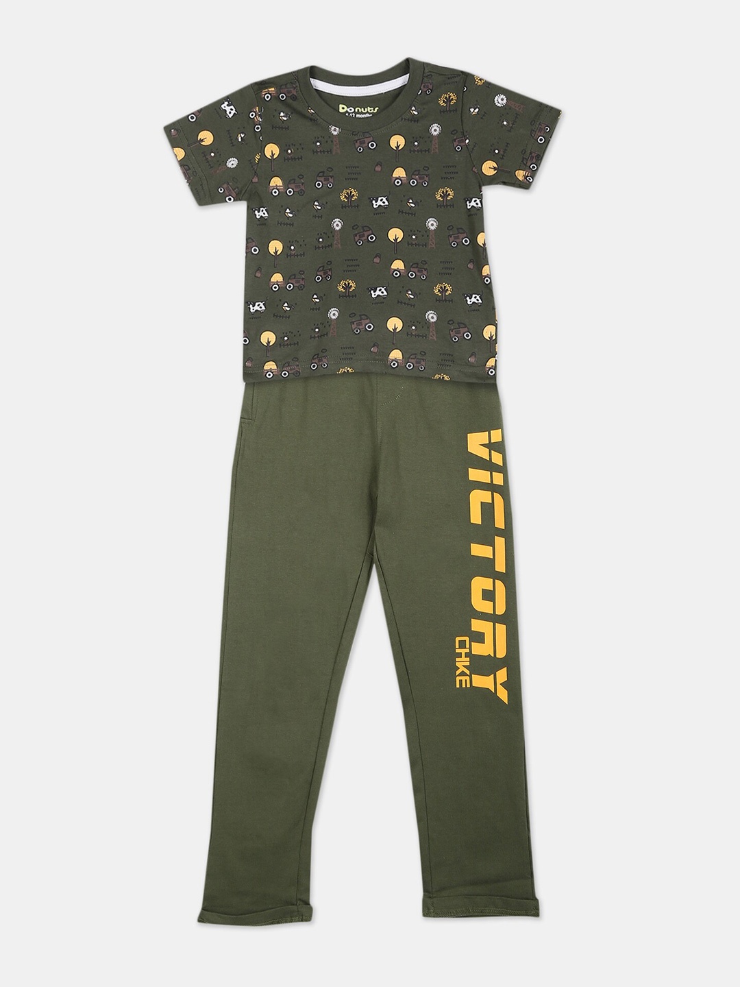 

Cherokee Boys Green & Orange Printed T-shirt with Pyjamas