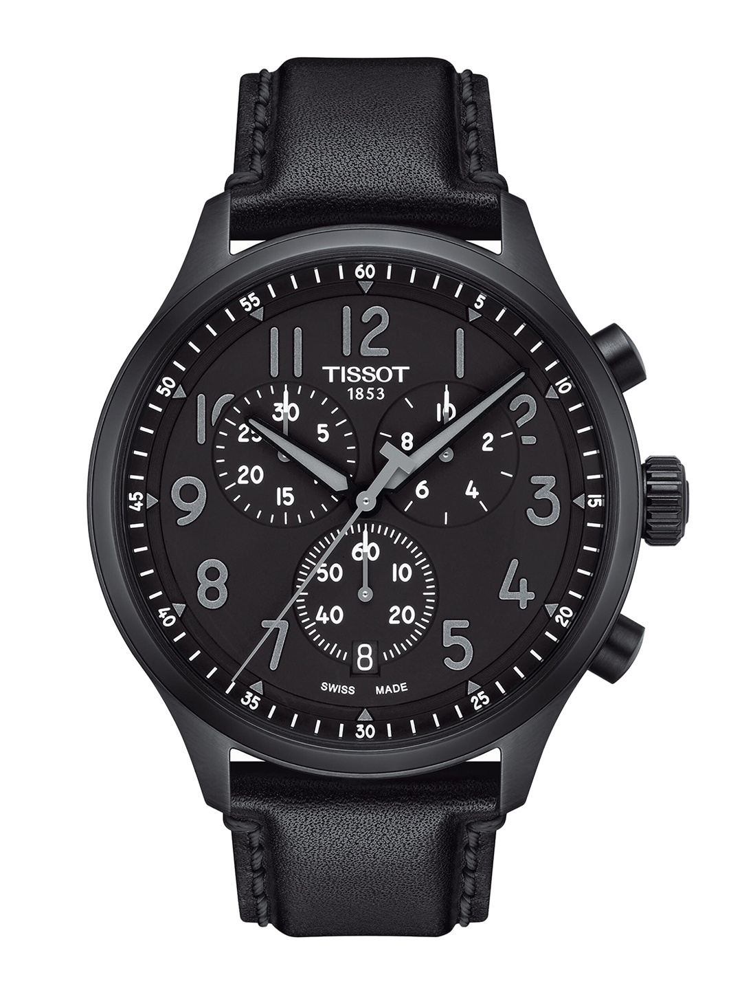 

TISSOT Men Black Dial & Black Leather Straps Analogue Watch T1166173605200