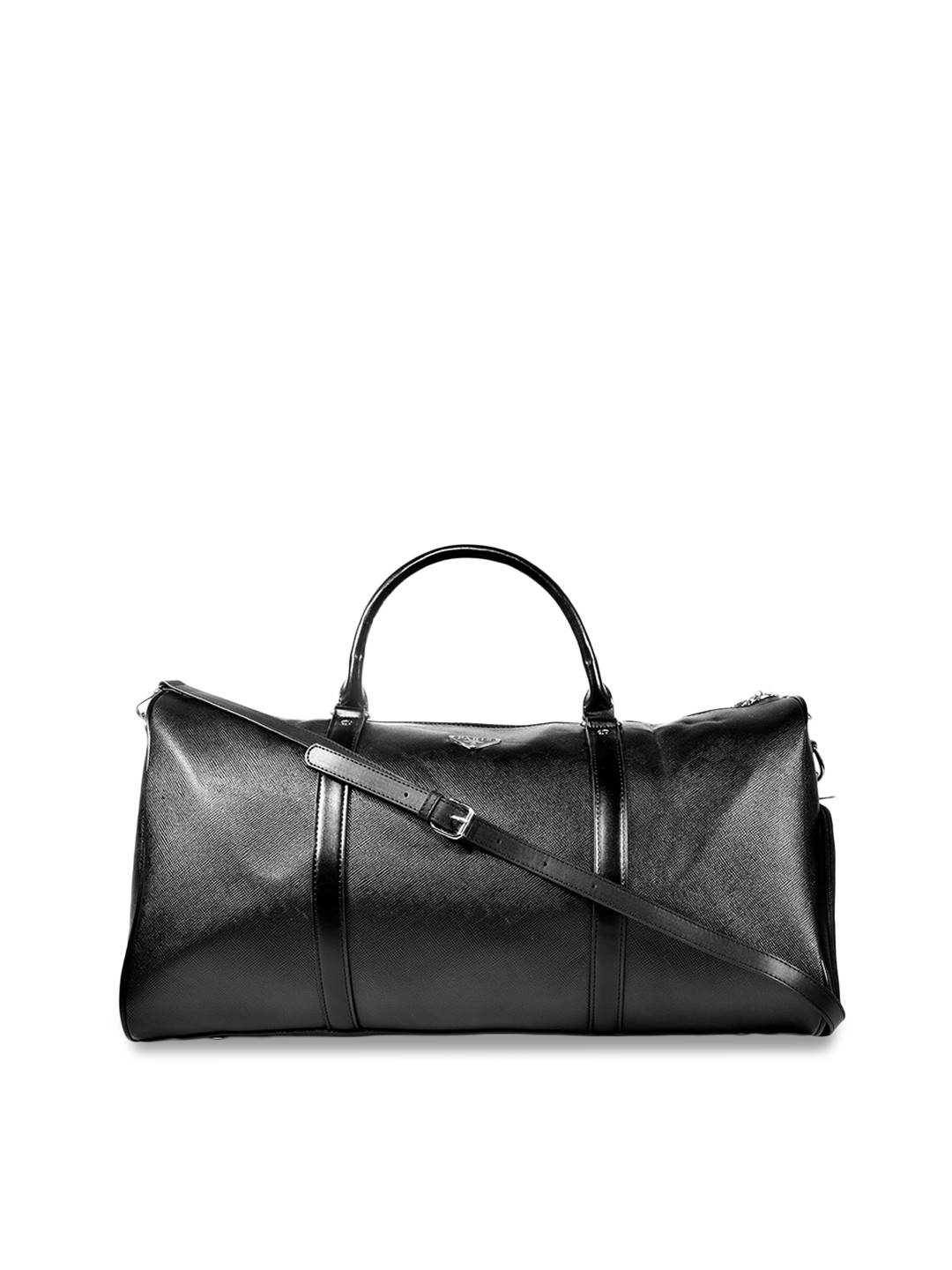 

ELOPPE Unisex Black Solid Genuine Leather Duffel Bag
