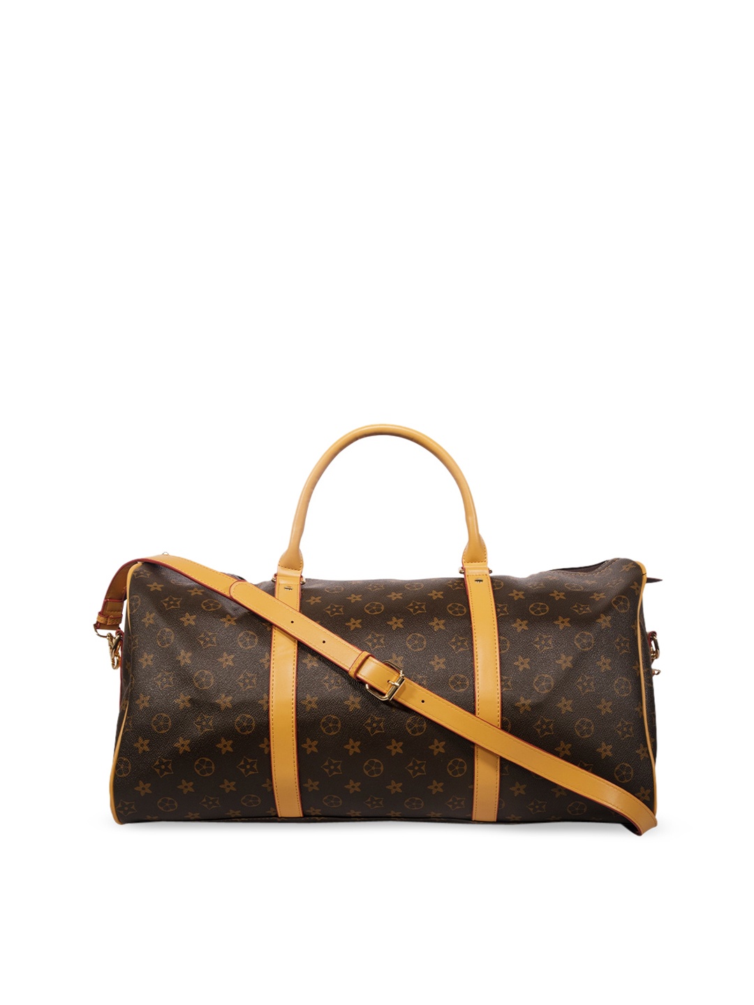 

ELOPPE Brown Printed Genuine Leather Large Duffel Bag