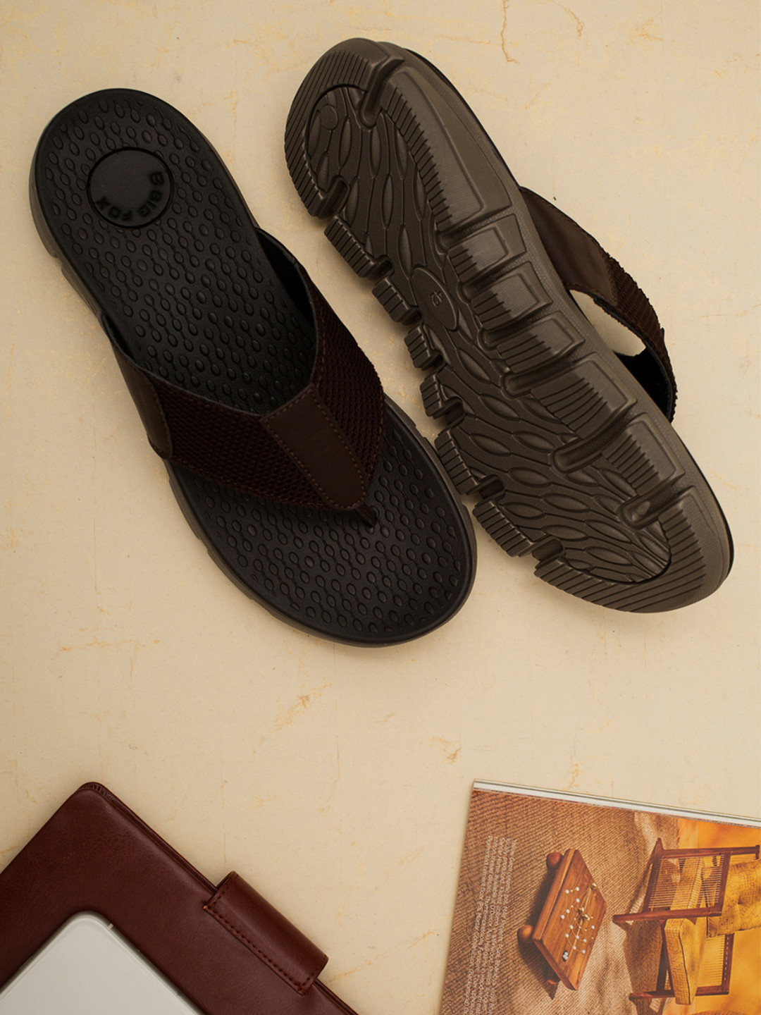 

Big Fox Men Brown Solid Slip-On Slippers