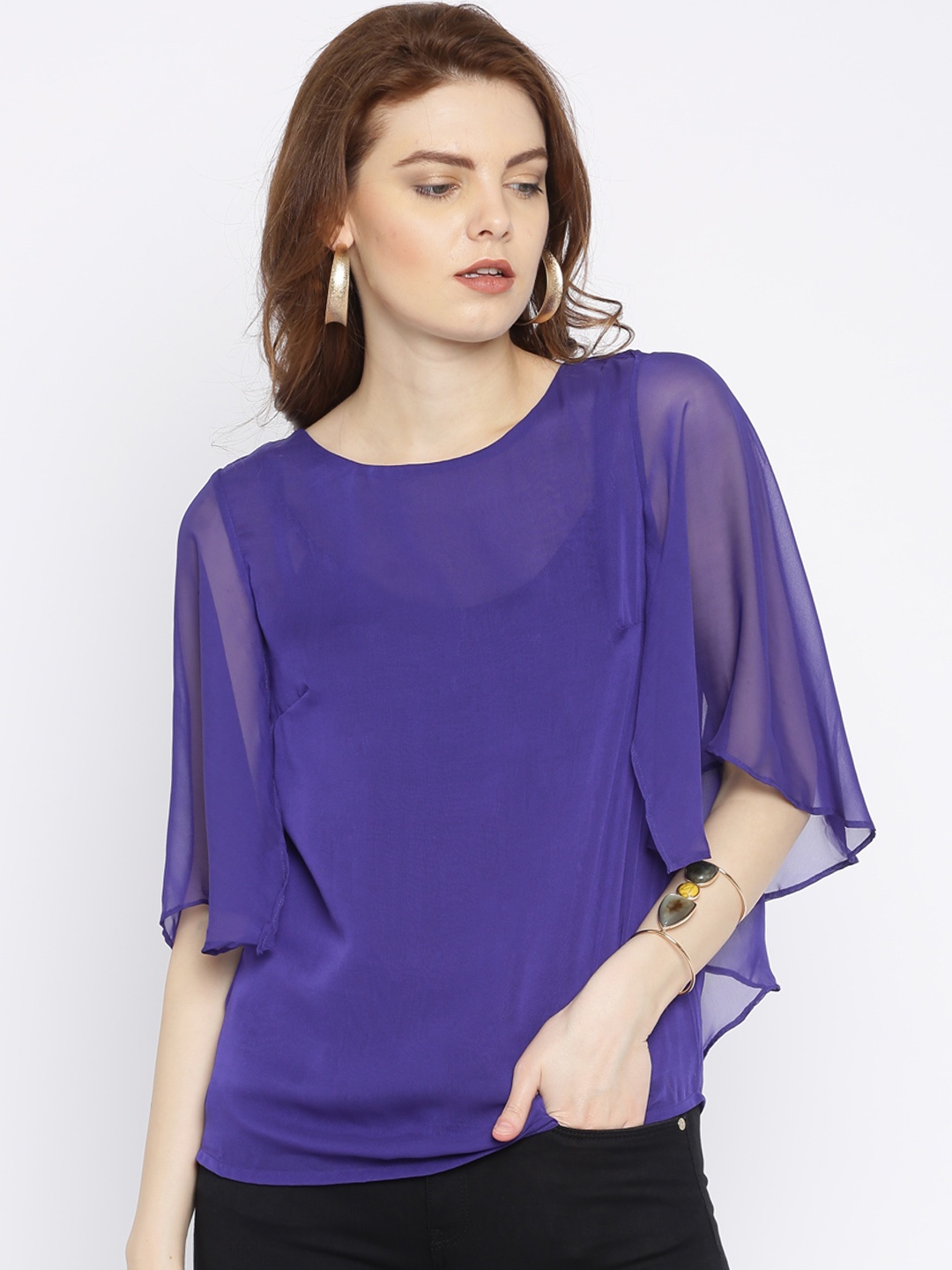 

AND Women Blue Solid Regular Top