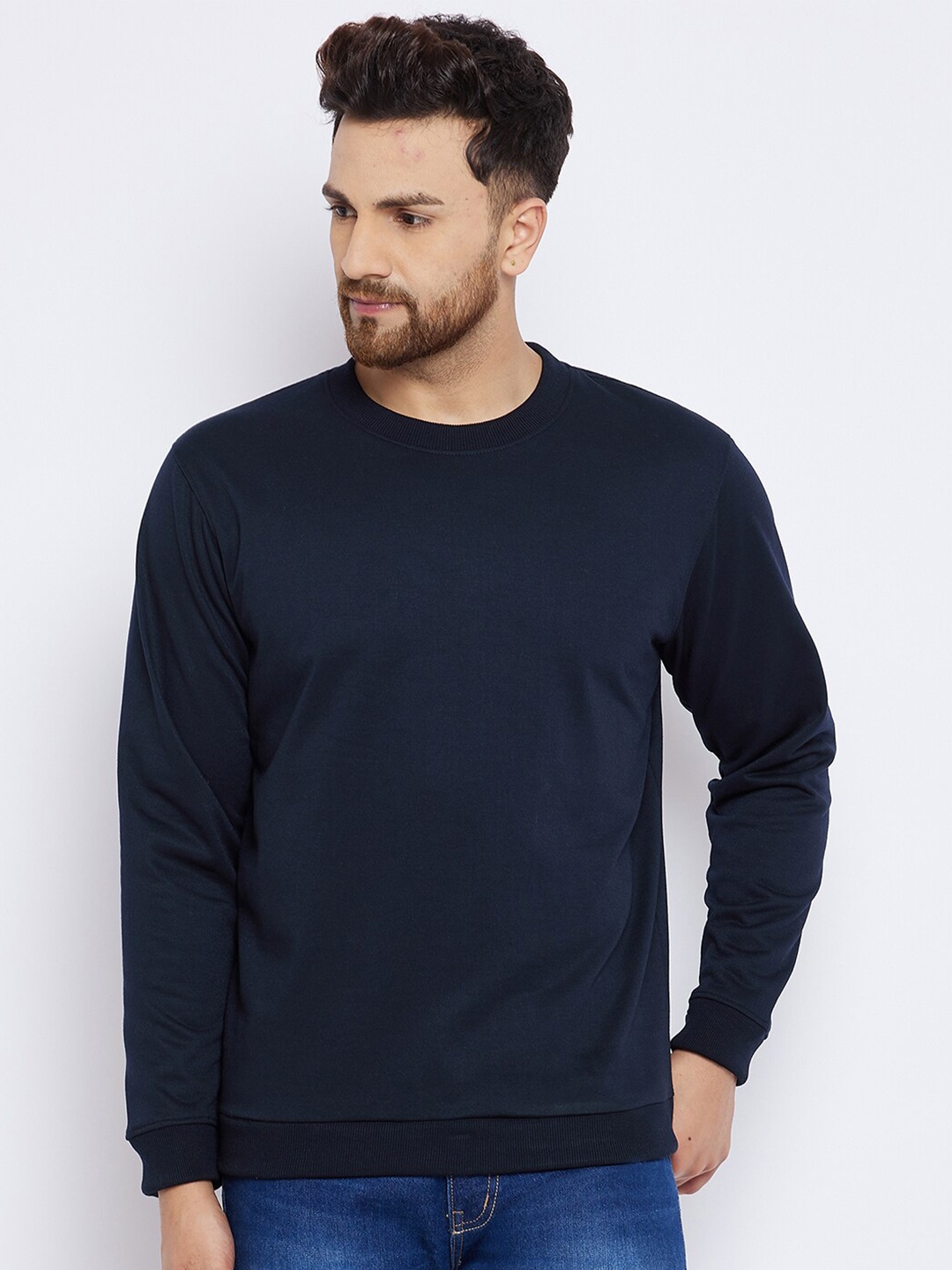 

FRENCH FLEXIOUS Men Navy Blue Sweatshirt