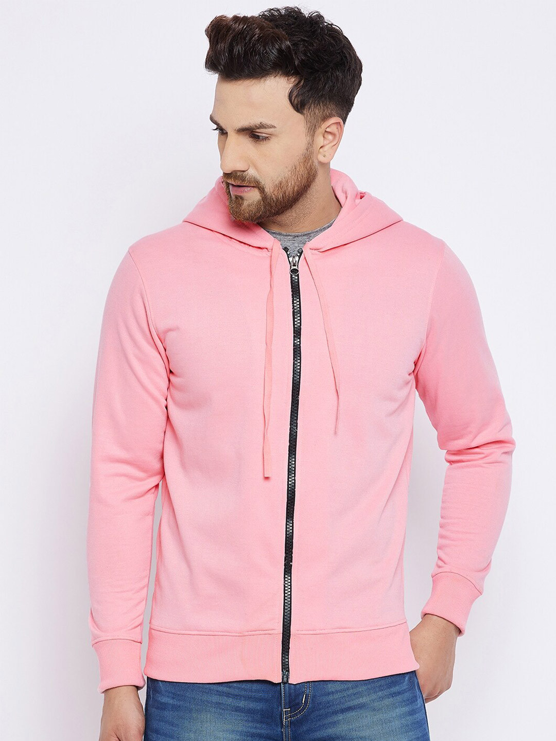 

FRENCH FLEXIOUS Men Pink Hooded Sweatshirt