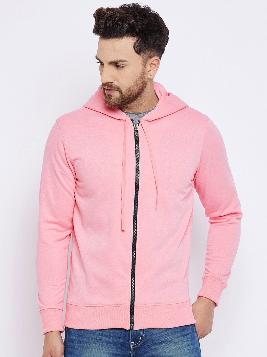 

FRENCH FLEXIOUS Men Pink Hooded Sweatshirt