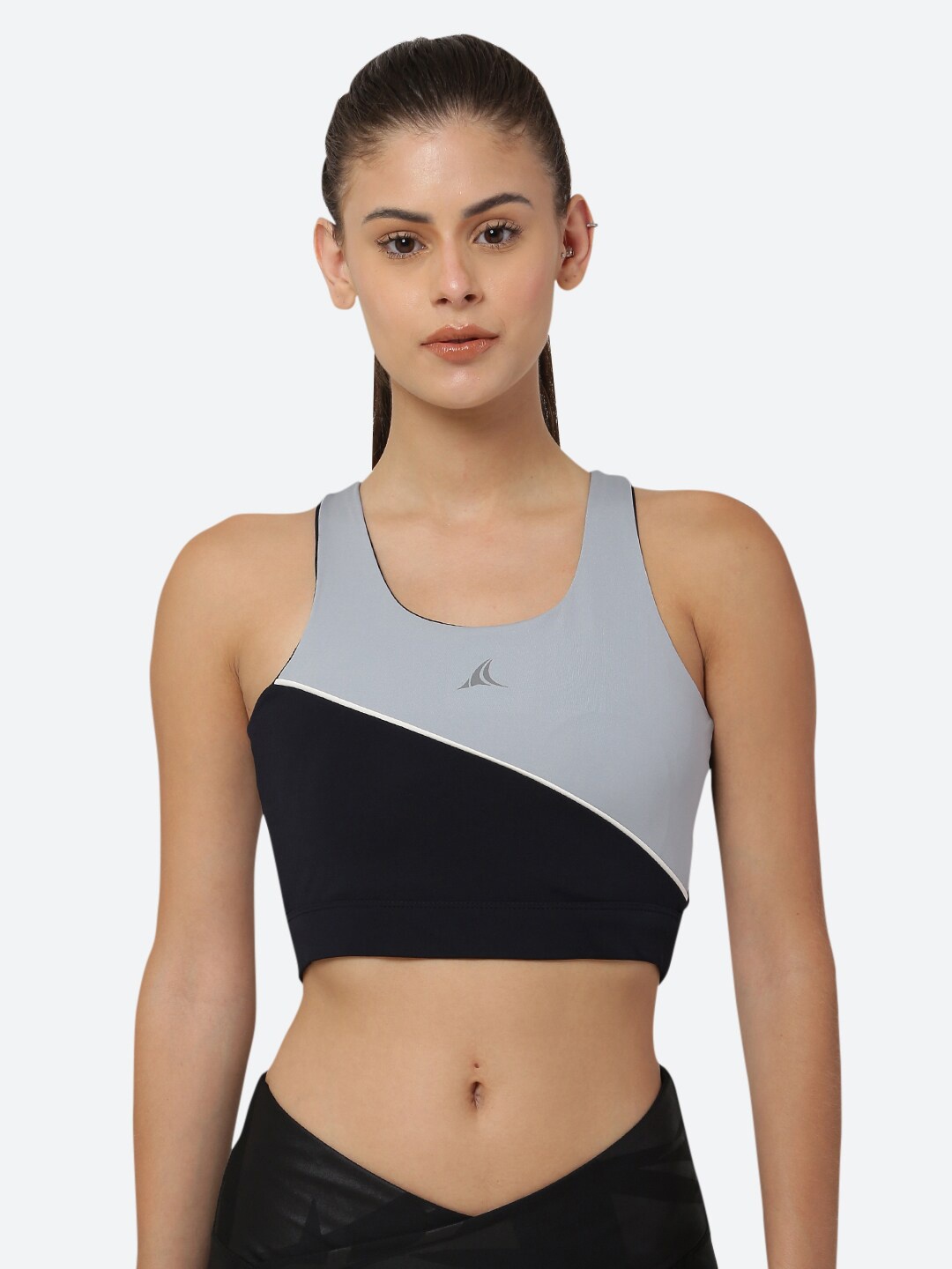 

FITLEASURE Black & Grey Luxe Criss-Cross High Impact Workout Bra WBT02012_S_Blue