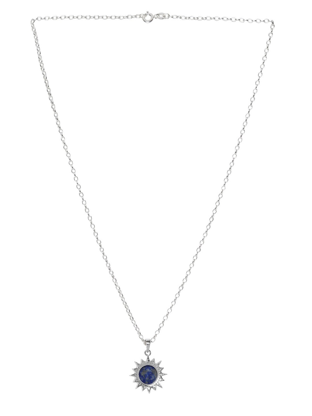 

TRISHONA Silver-Toned & Blue Sterling Silver Rhodium-Plated Chain