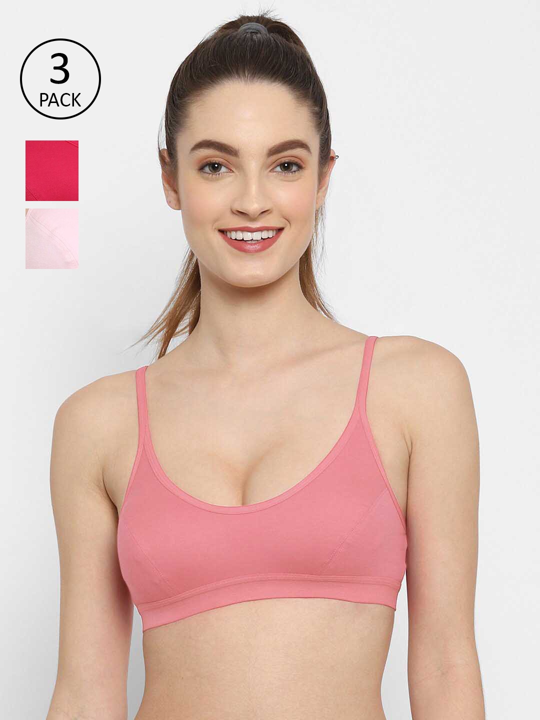 

Floret Pack of 3 Rose & Pink Bralette Bra