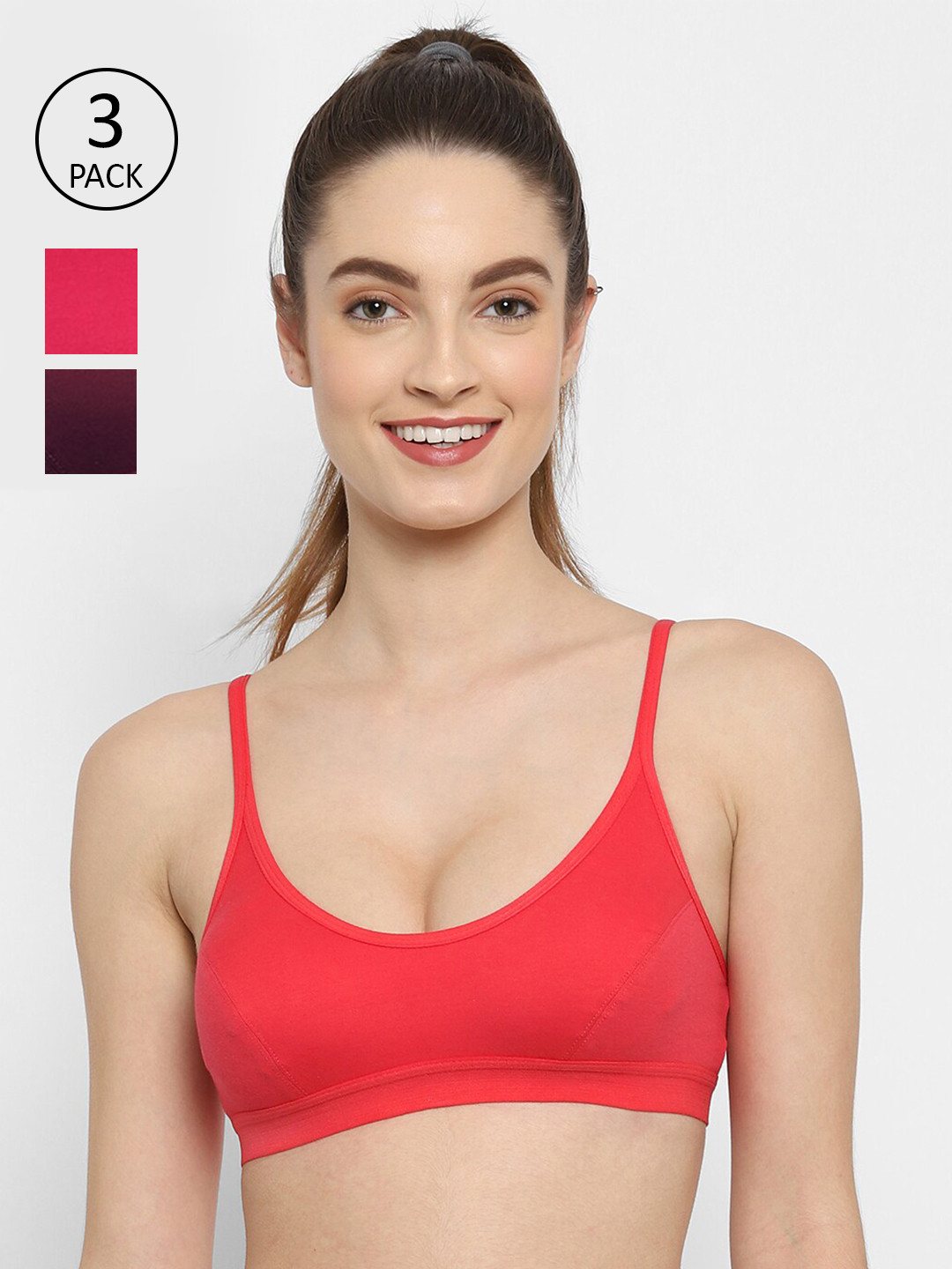 

Floret Pack Of 3 Pink & Magenta Bralette Bras