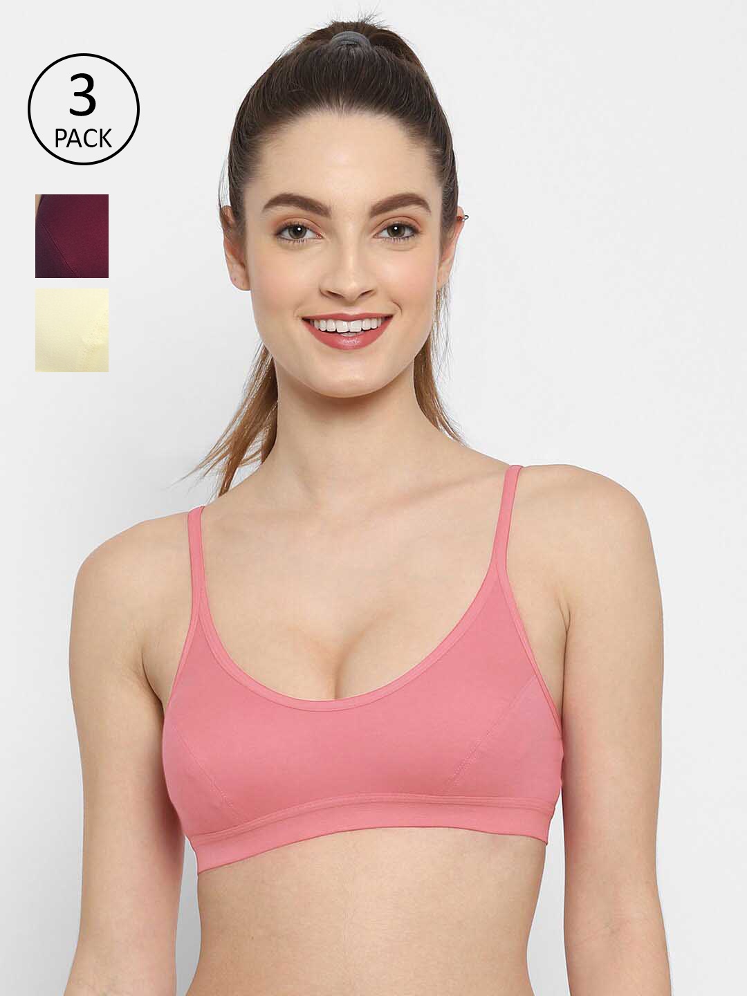 

Floret Women Pack Of 3 Non Padded Bralette Bra, Yellow