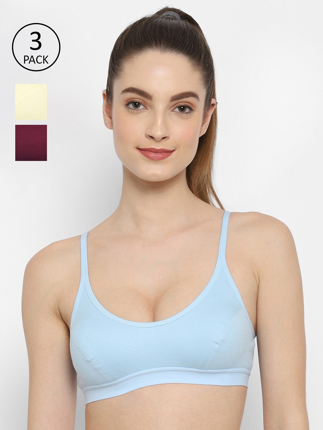 

Floret Pack of 3 Bralette Bra, Blue