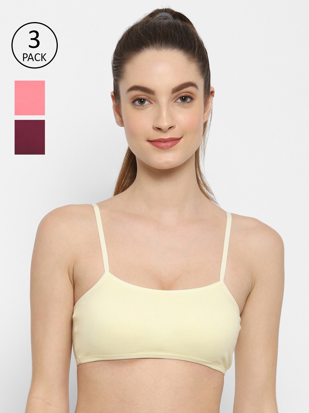 

Floret Pack-3 Yellow & Rose Bralette Bra