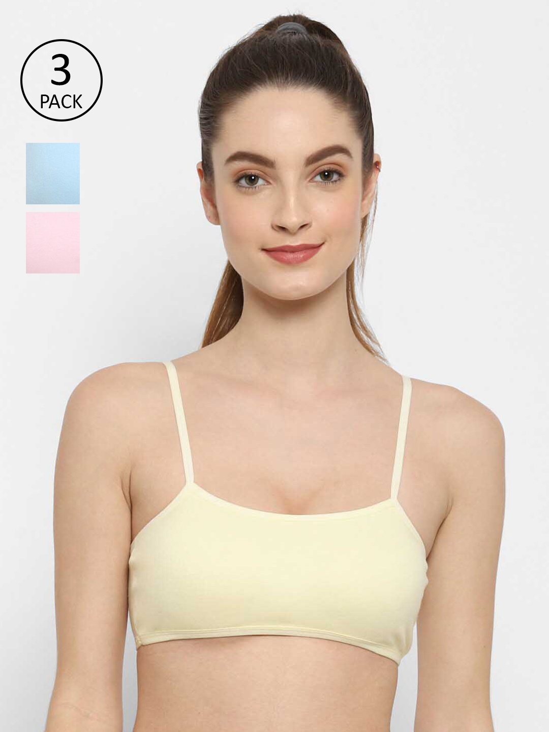 

Floret Pack of 3 Yellow & Pink Bralette Bra