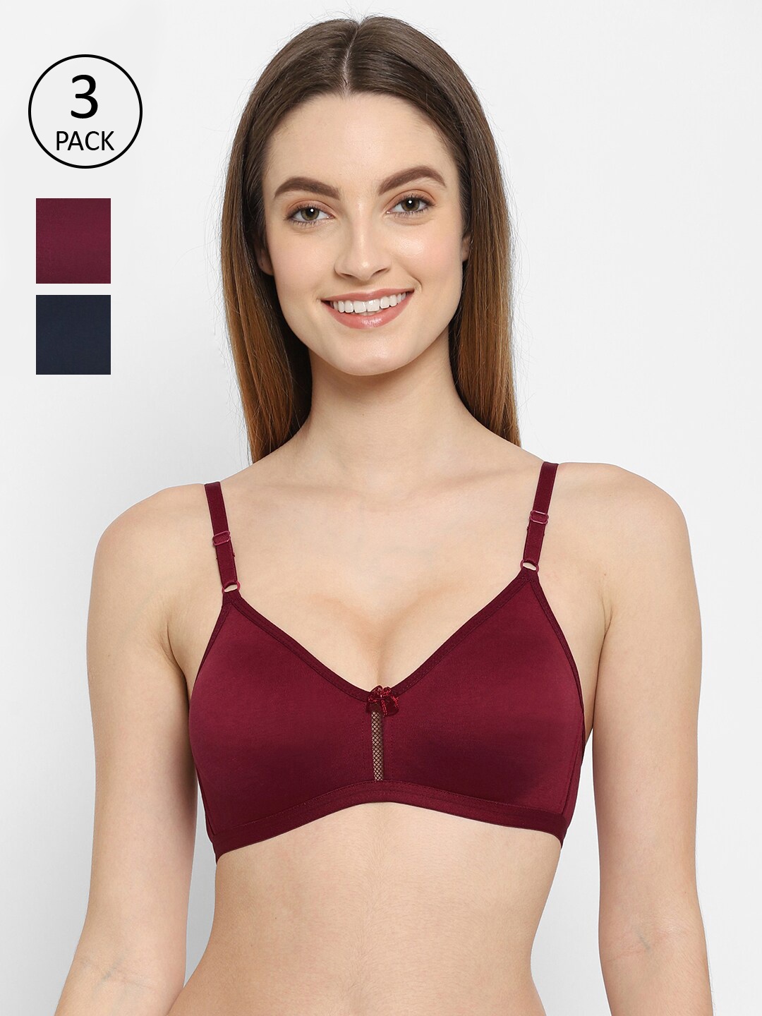 

Floret Pack Of 3 T-shirt Bra, Maroon