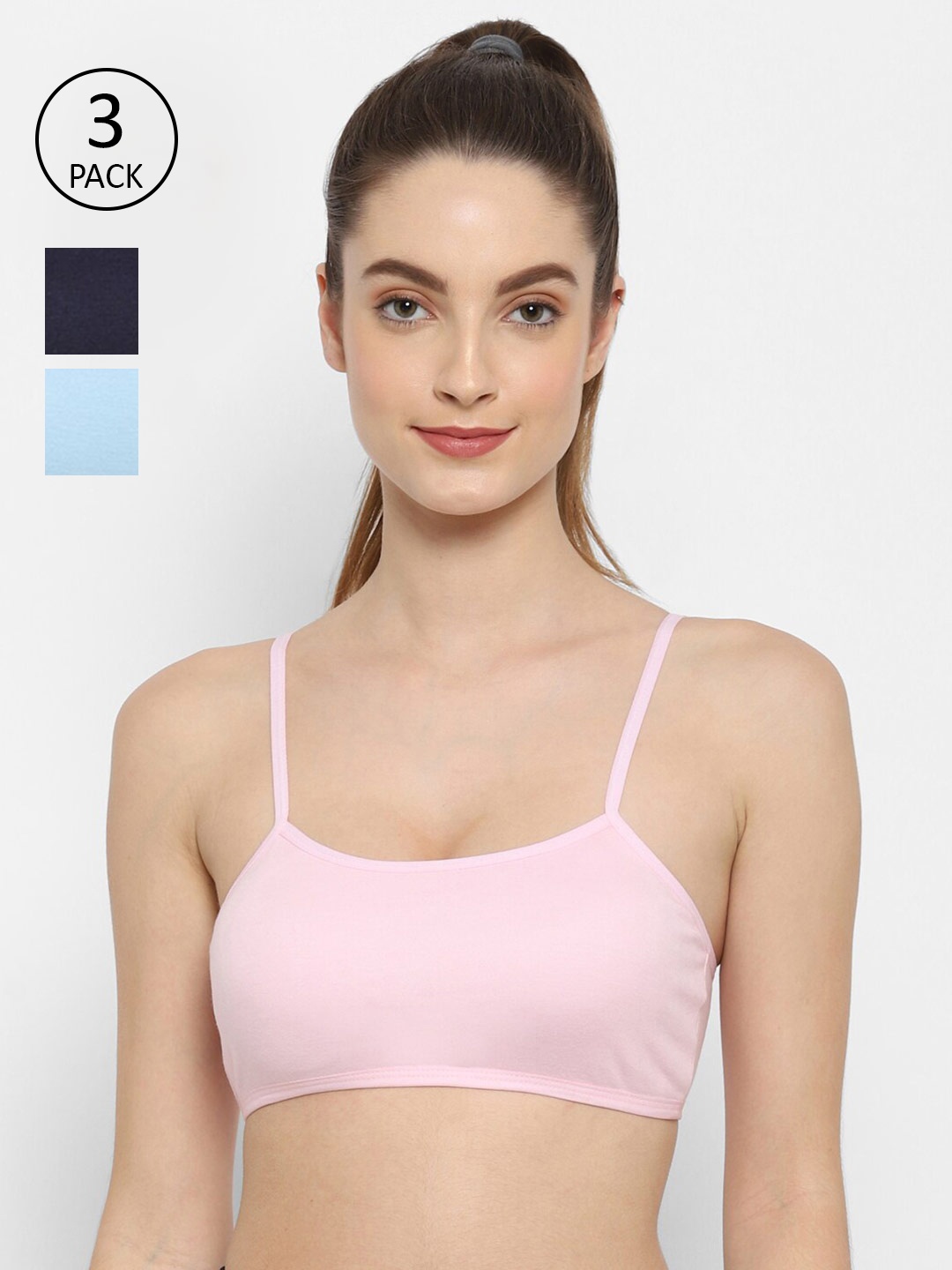 

Floret Pack-3 Pink & Blue Bralette Bra