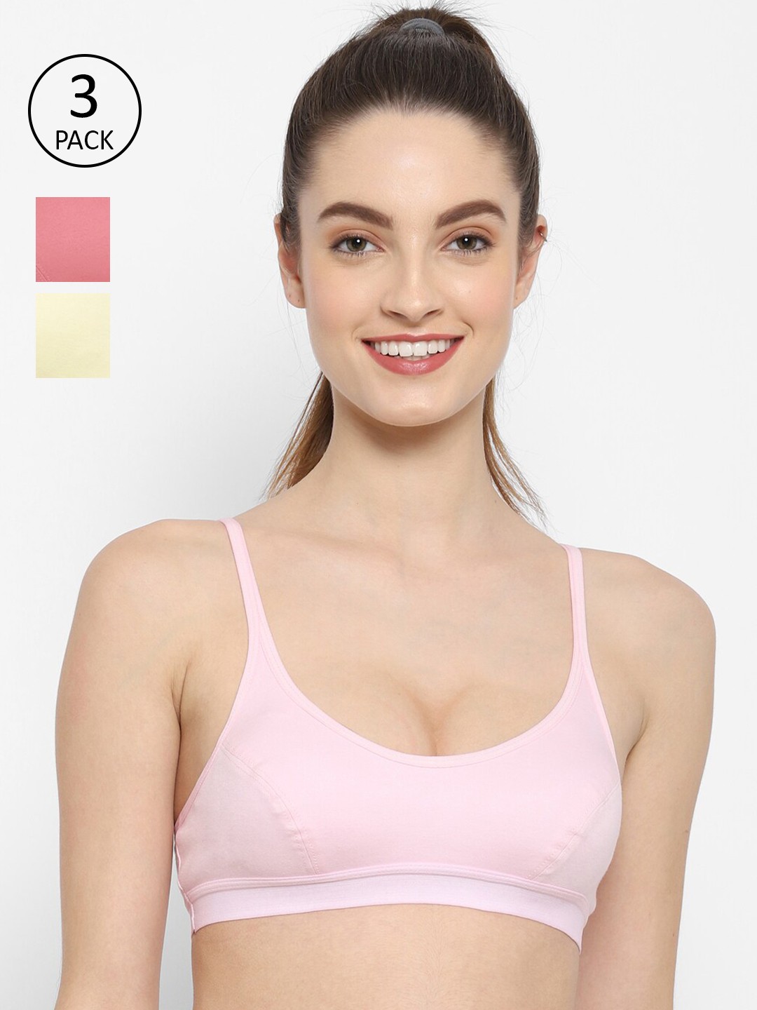 

Floret Pack of 3 Bralette Bra, Pink