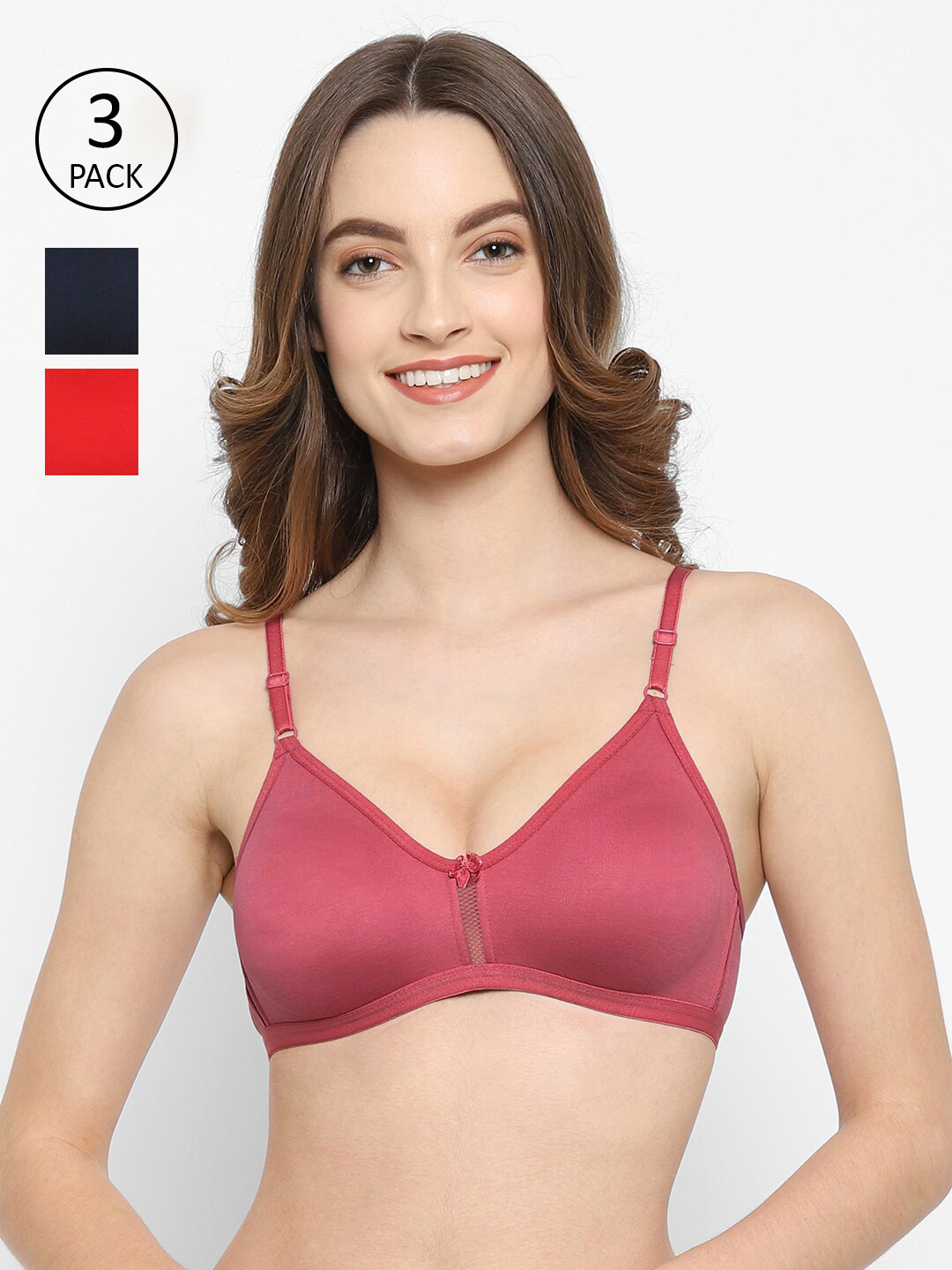 

Floret Pack Of 3 Rose Gold & Red T-shirt Bras