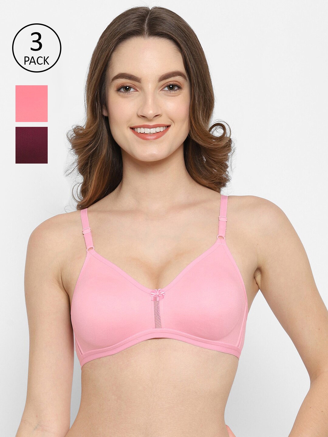 

Floret Pack of 3 T-shirt Bra, Pink