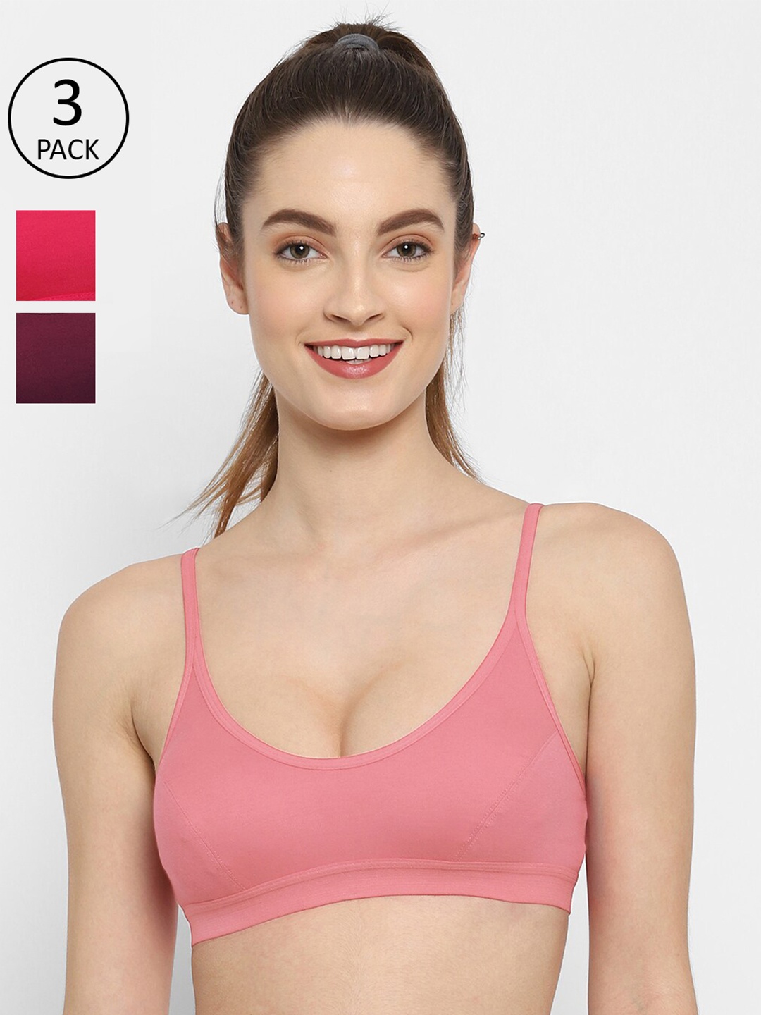 

Floret Pack-3 Rose & Magenta Bralette Bra