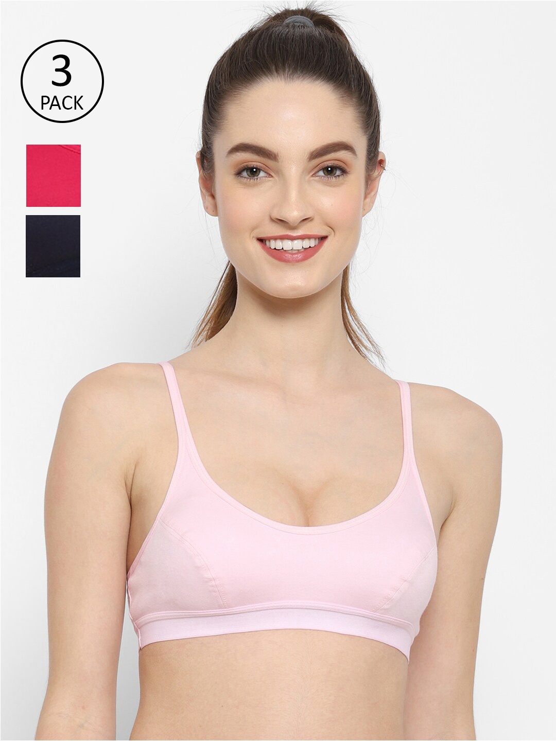 

Floret Pack of 3 Bralette Bra, Pink