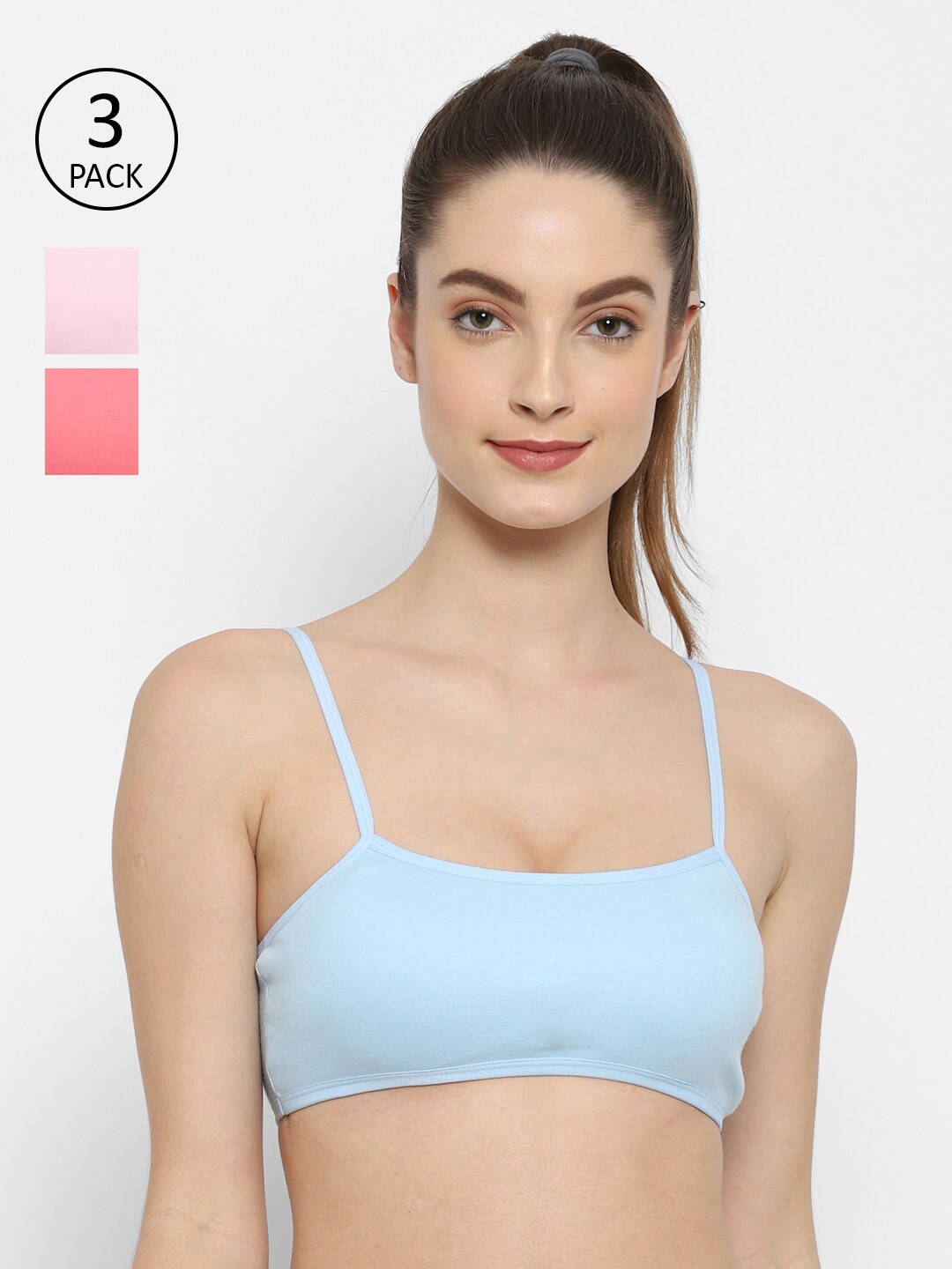 

Floret Pack-3 Blue & Pink Bralette Bra