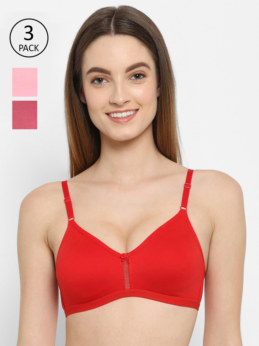 

Floret Pack of 3 T-shirt Bras, Red