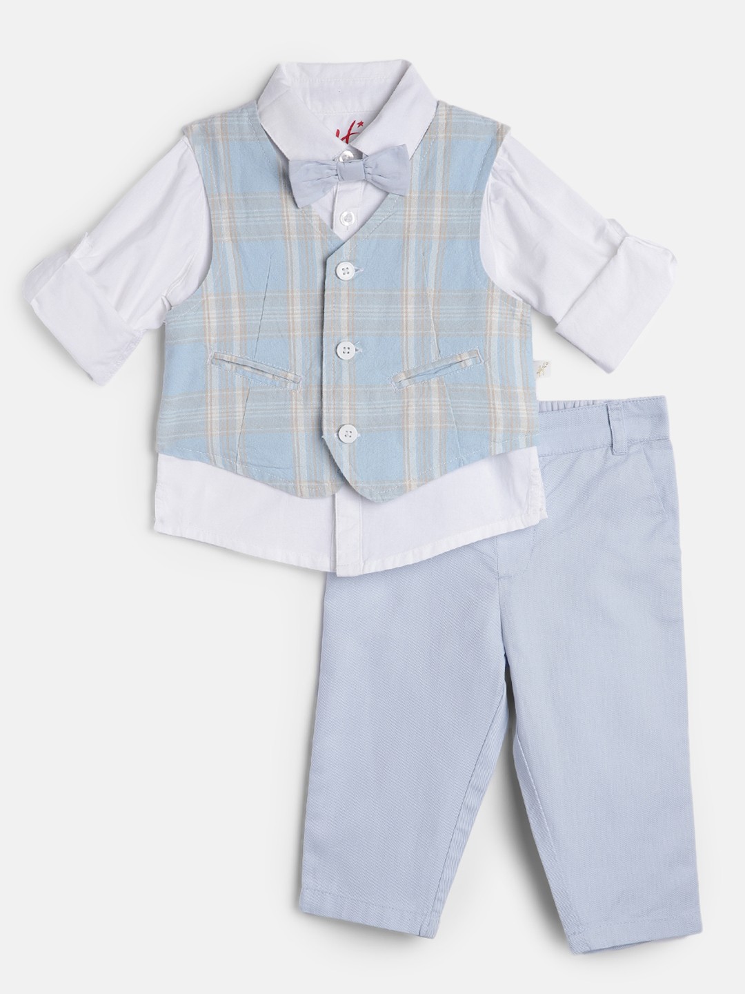 

H By Hamleys Boys Pure Cotton White Shirt & Blue Bow Tie with Trousers & Waistcoat