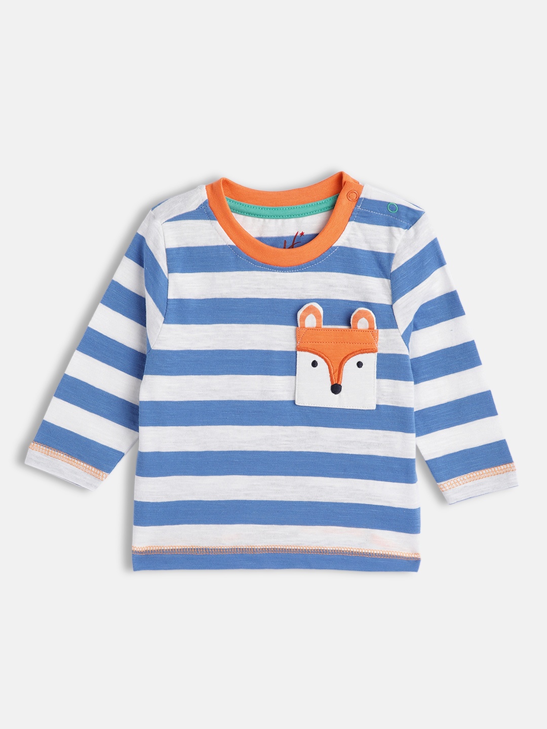 

H By Hamleys Boys White & Blue Striped Pure Cotton T-shirt