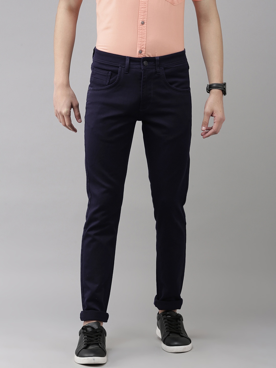 

VAN HEUSEN DENIM LABS Men Navy Blue Skinny Fit High-Rise Stretchable Jeans
