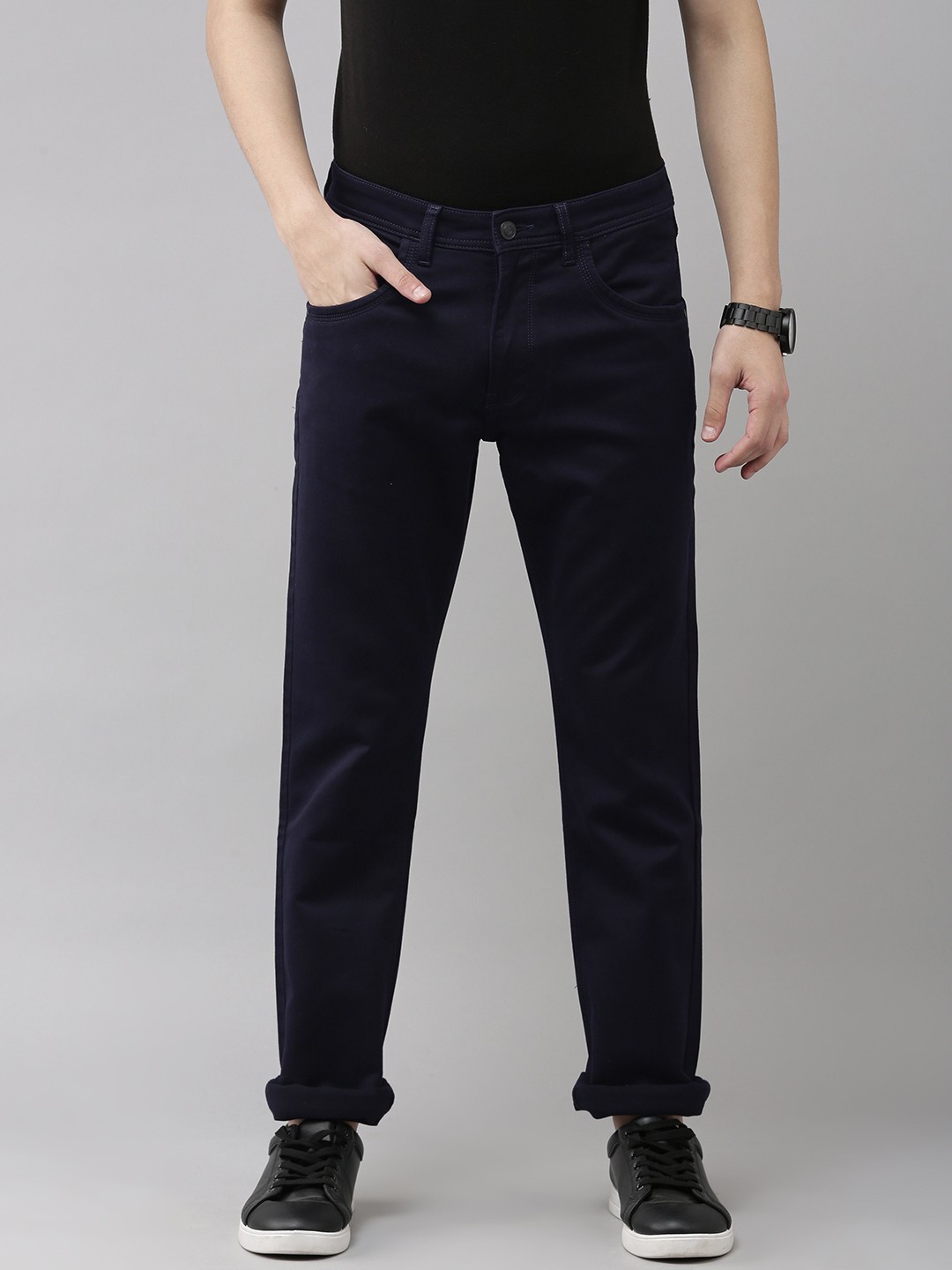 

VAN HEUSEN DENIM LABS Men Blue Tapered Fit Low-Rise Stretchable Jeans
