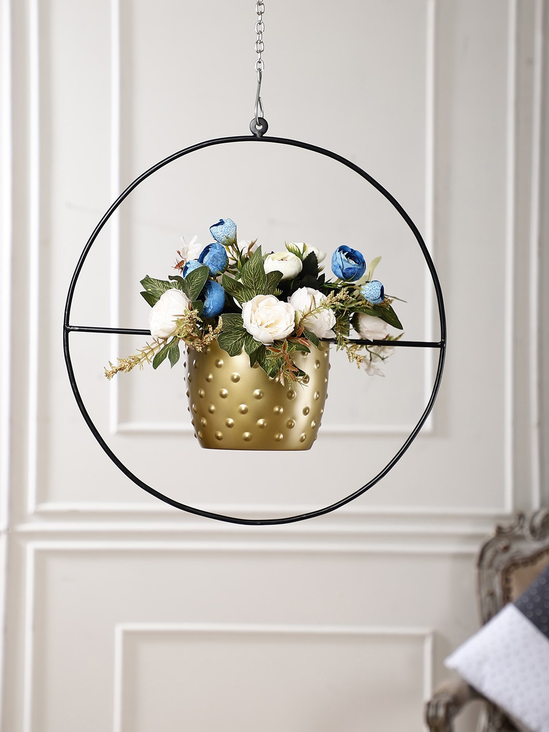

The Decor Mart Gold-Toned & Black Metal Hanging Planter
