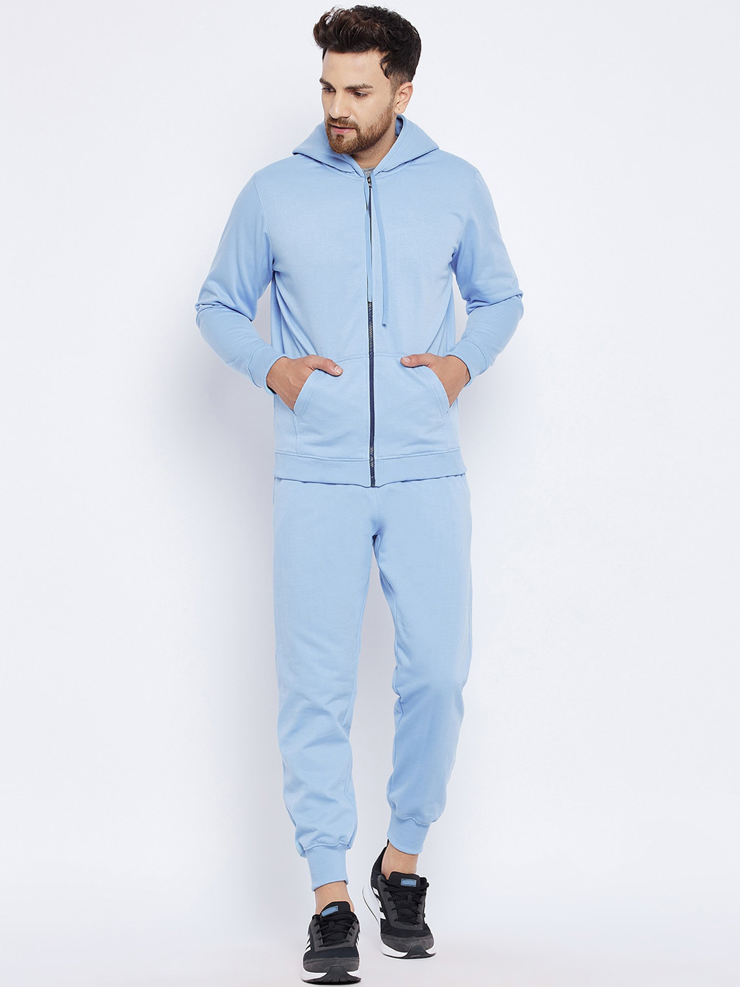 

FRENCH FLEXIOUS Men Blue Solid Relaxed-Fit Tracksuits