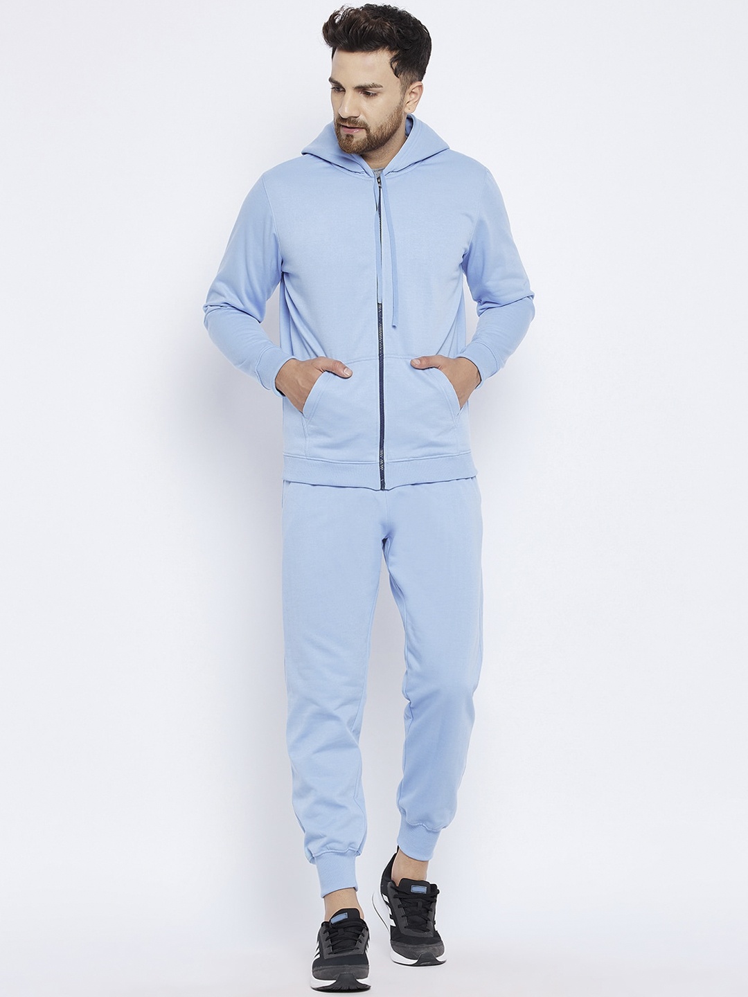 

FRENCH FLEXIOUS Men Blue Solid Relaxed-Fit Track Suit