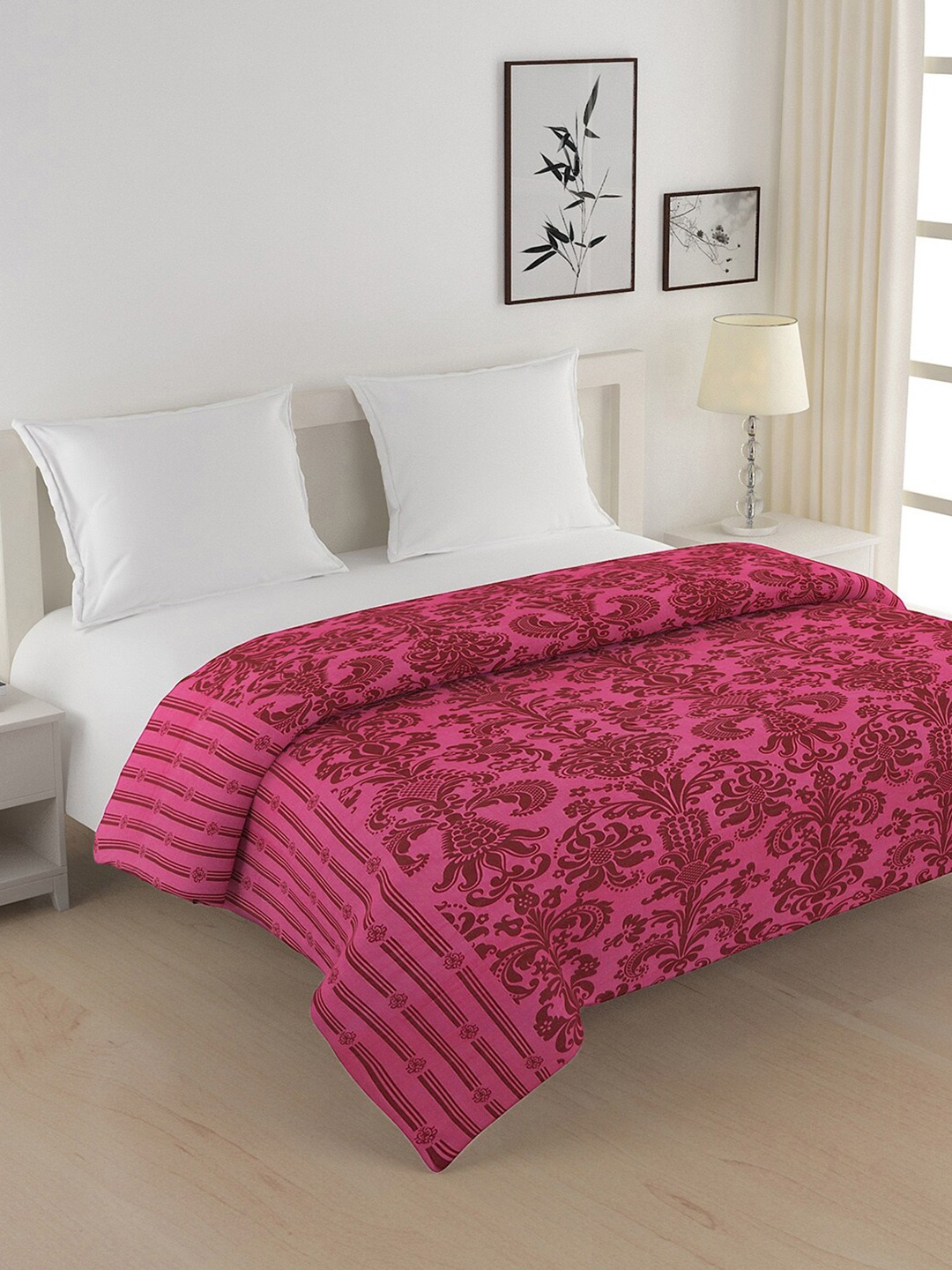 

SWAYAM Red & Brown Ethnic Motifs Heavy Winter 350 GSM Double Bed Quilt