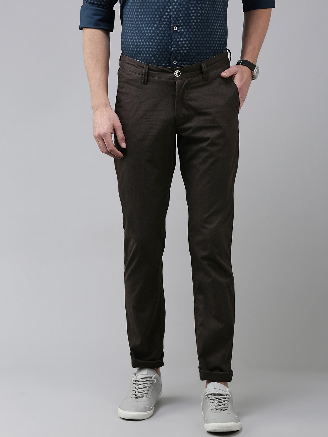 

Van Heusen Sport Men Black Tapered Fit Low-Rise Trousers