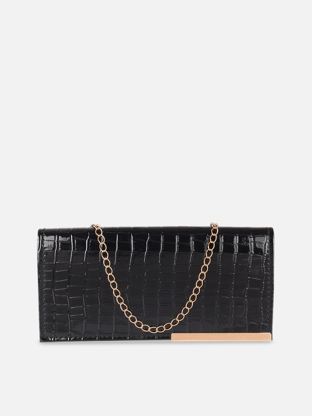 

ATHLISIS Black Textured PU Structured Sling Bag