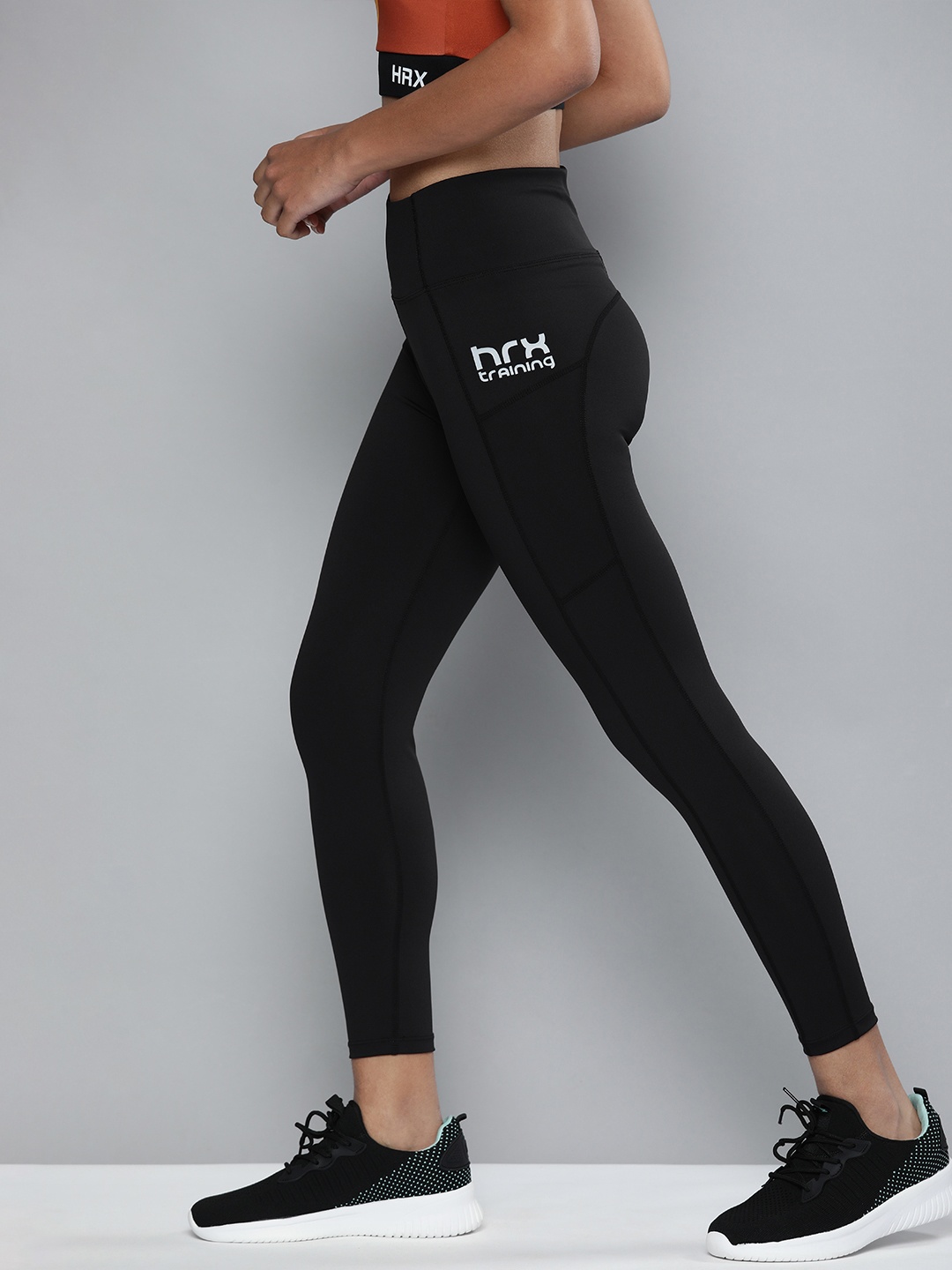 

HRX By Hrithik Roshan Training Women Jet Black Rapid-Dry Solid Tights